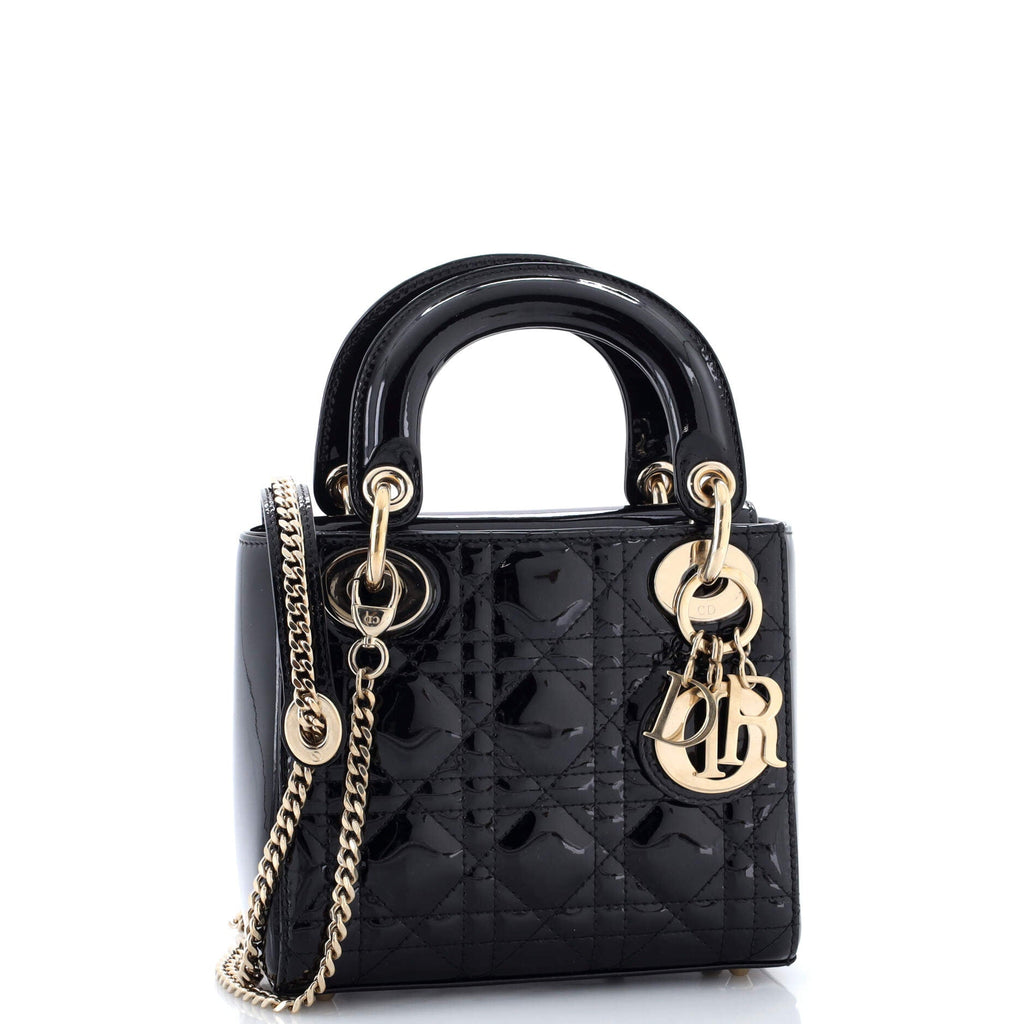 Lady Dior Chain Bag Cannage Quilt Patent Mini
