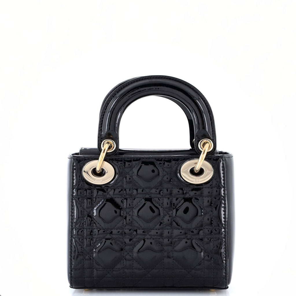 Lady Dior Chain Bag Cannage Quilt Patent Mini