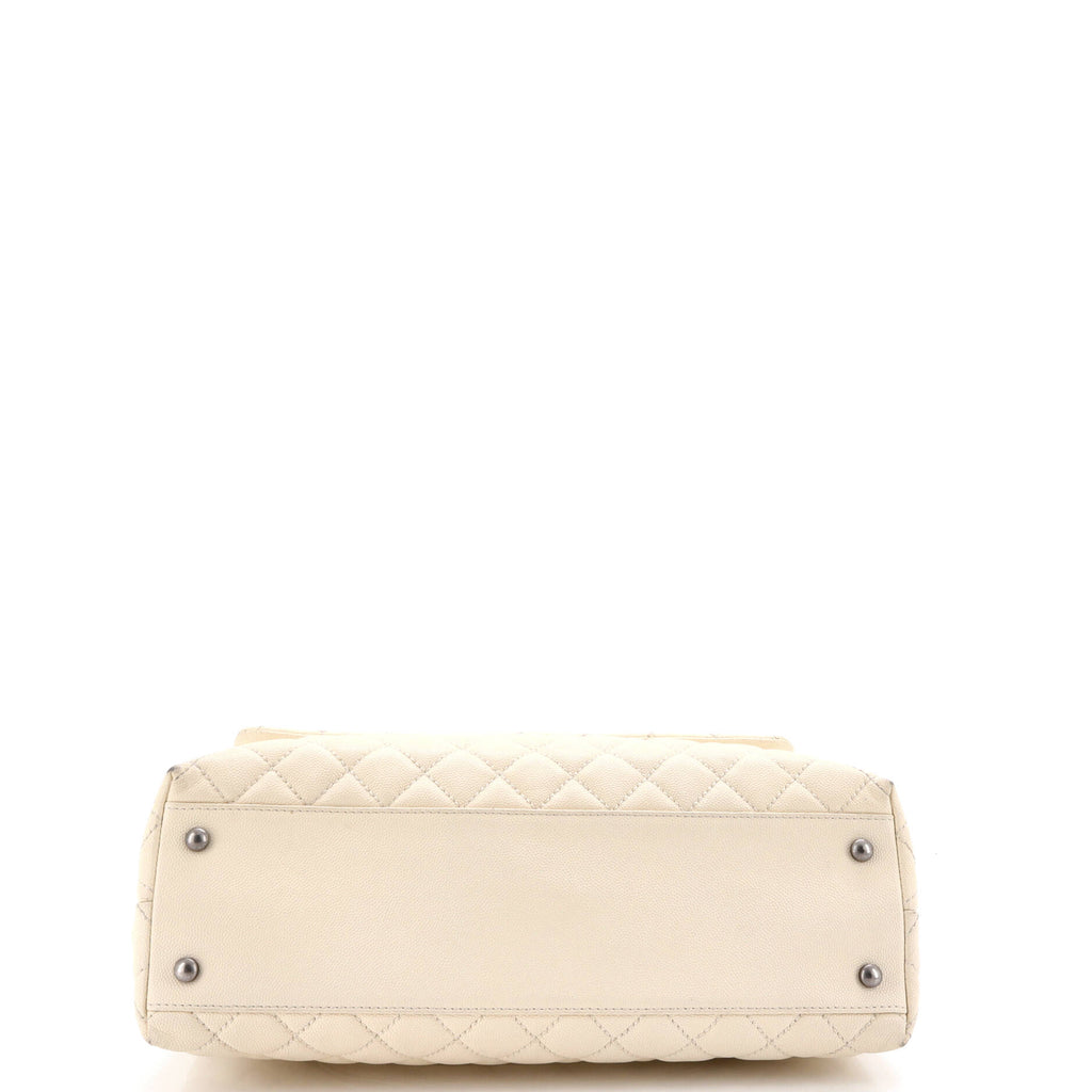 Coco Top Handle Bag Quilted Caviar with Lizard Medium