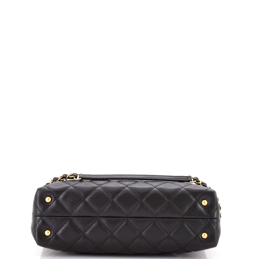 CC Chain Handle Shopping Tote Quilted Caviar Medium