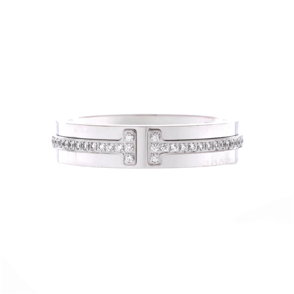 T Two Ring 18K White Gold and Diamonds Narrow