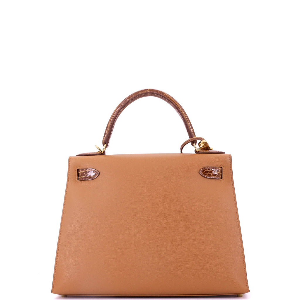 Touch Kelly Handbag Brown Madame with Shiny Niloticus Crocodile and Gold Hardware 28