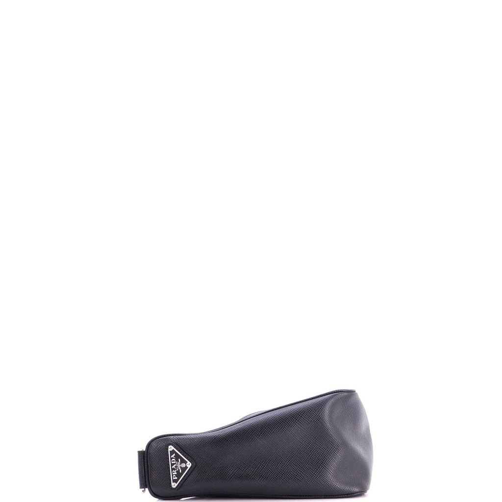 Triangle Logo Zip Crossbody Bag Soft Leather Small