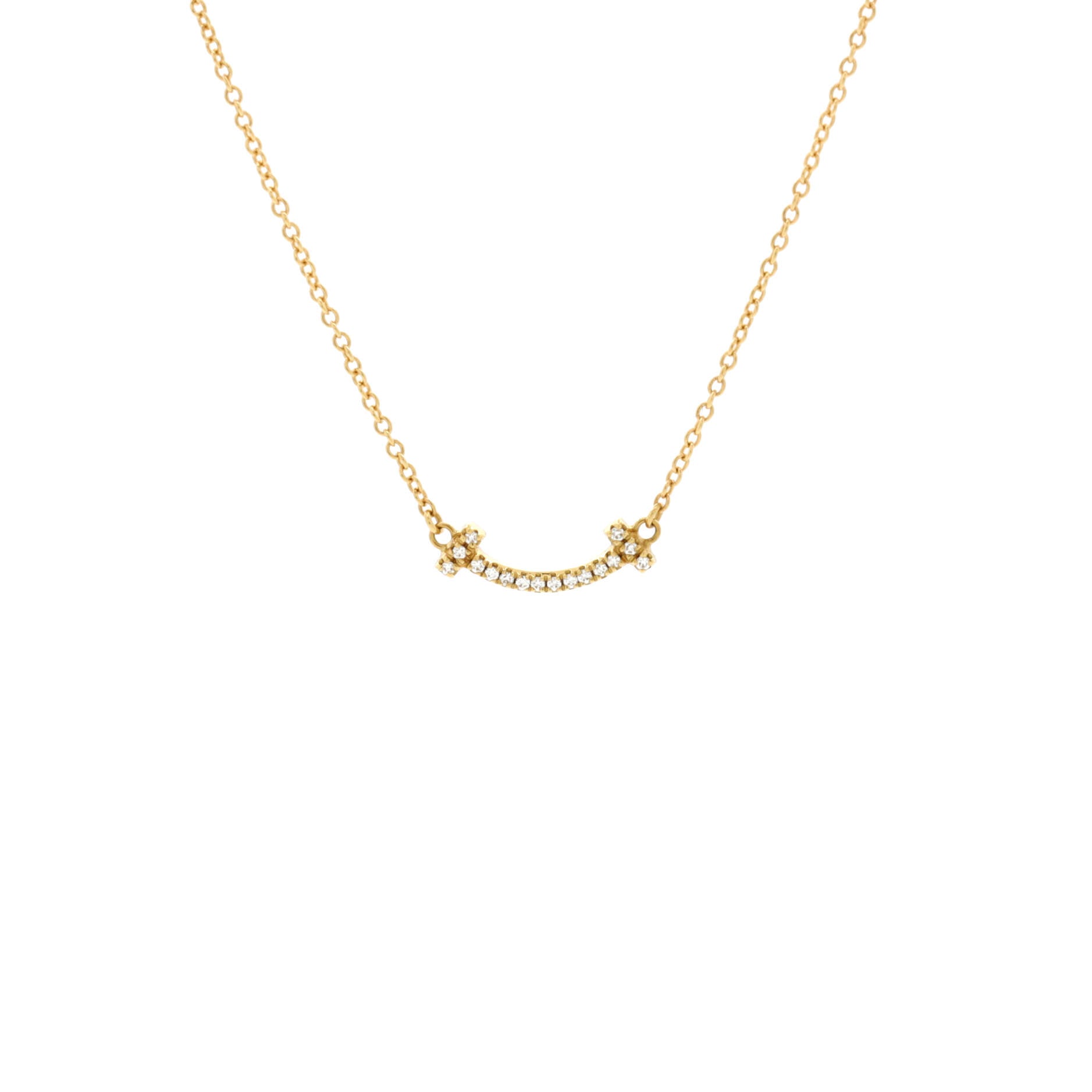 T Smile Pendant Necklace 18K Yellow Gold with Diamonds Mini