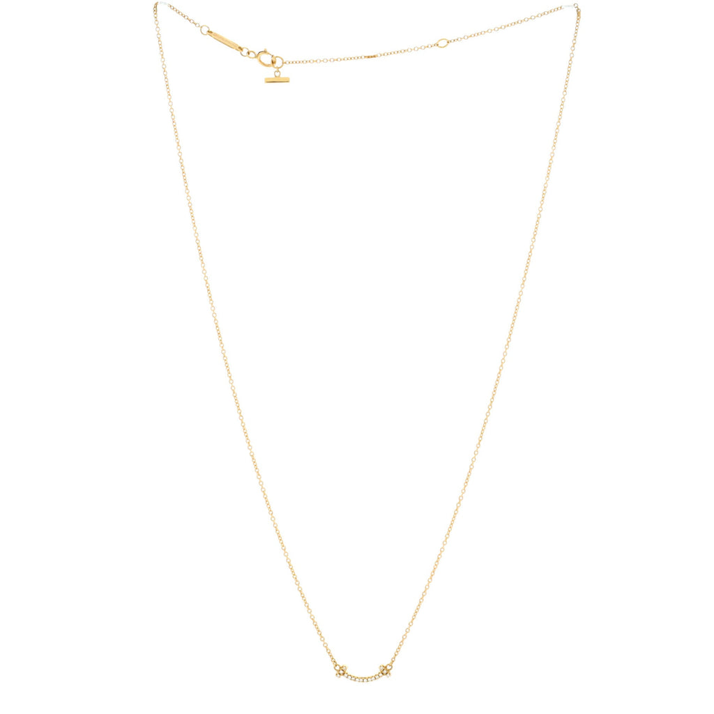 T Smile Pendant Necklace 18K Yellow Gold with Diamonds Mini