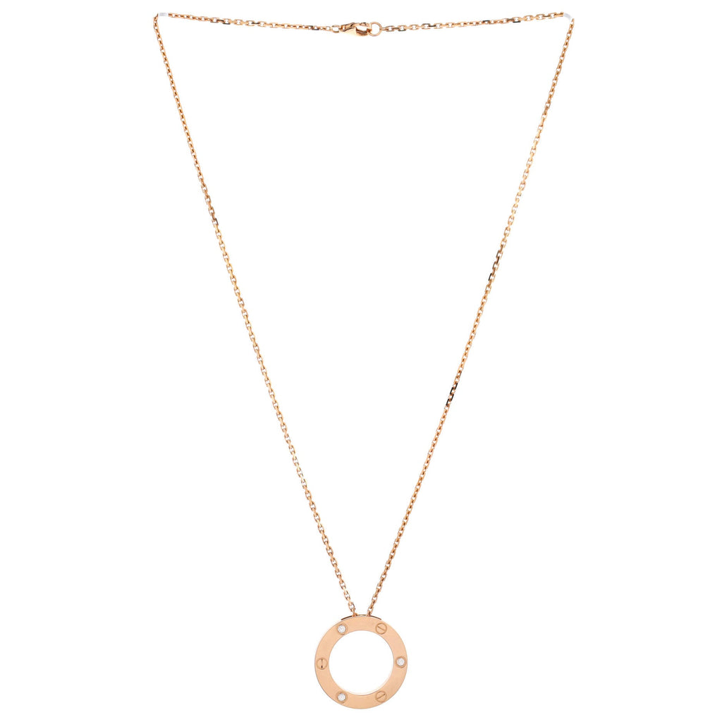 3 Diamonds Love Pendant Necklace 18K Rose Gold and Diamonds