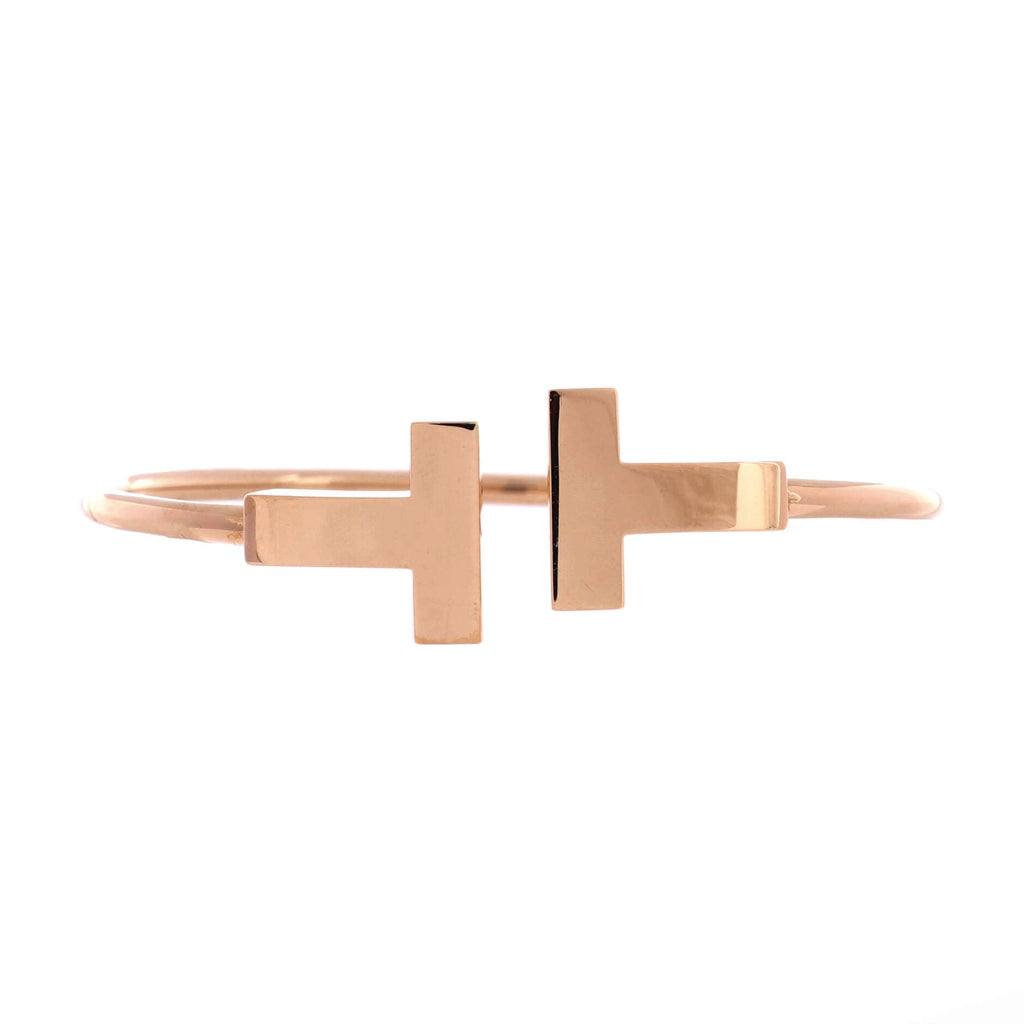 T Wire Bracelet 18K Rose Gold Wide