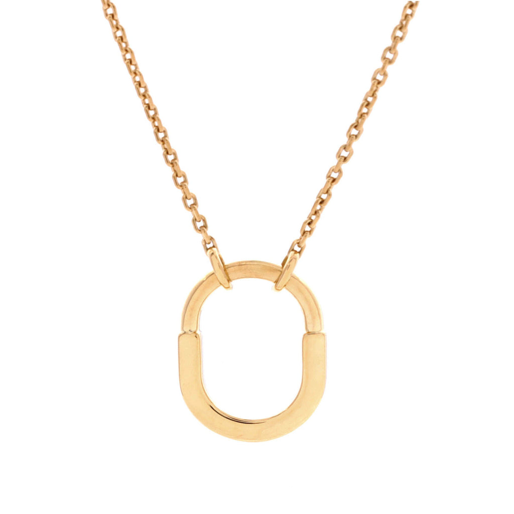Lock Motif Pendant Necklace 18K Yellow Gold Small