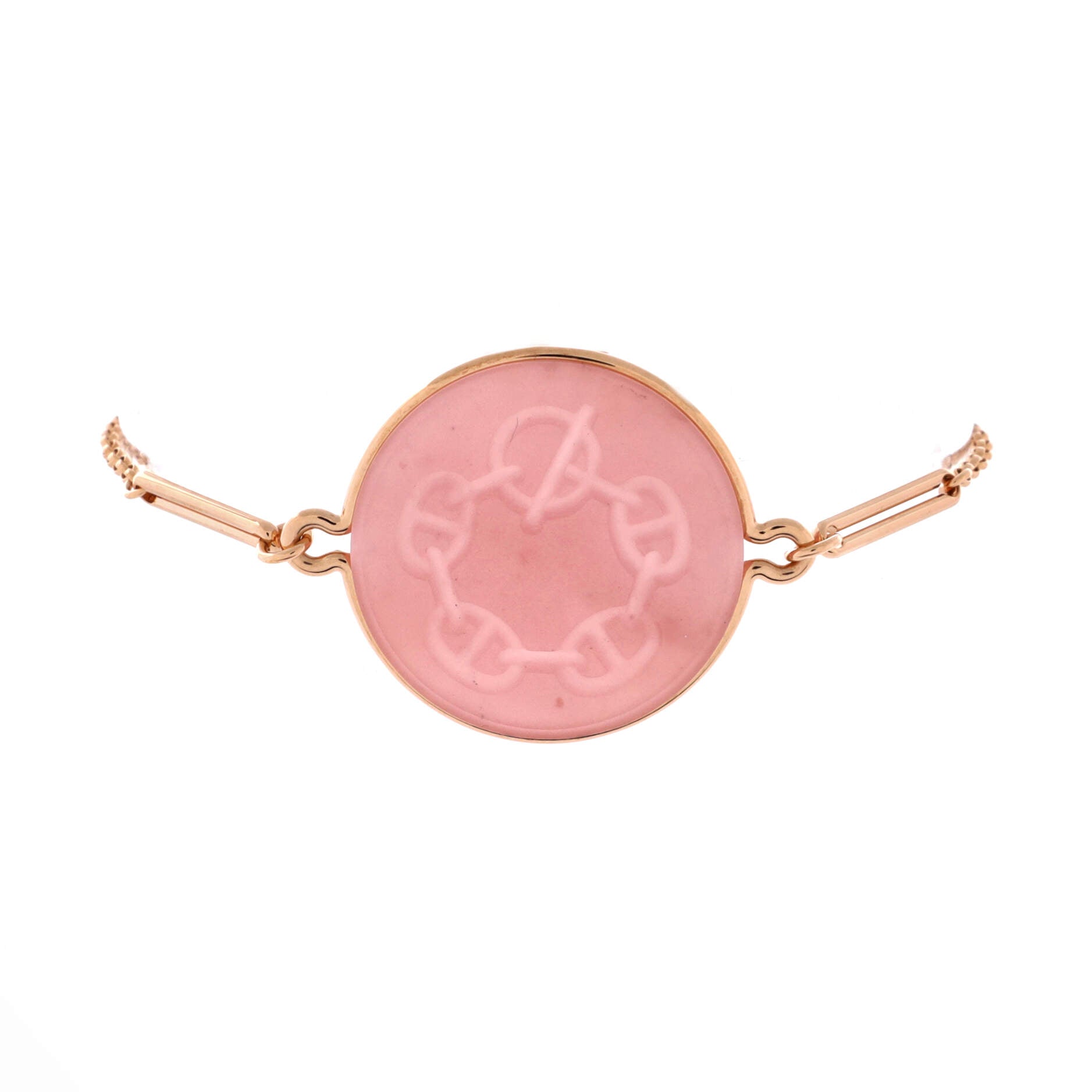 Ex-Libris Bracelet 18K Rose Gold with Pink Chalcedony Large