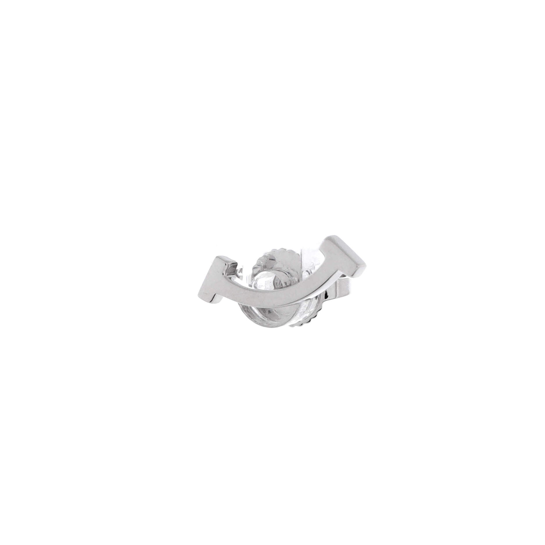 T Smile Stud Earrings 18K White Gold