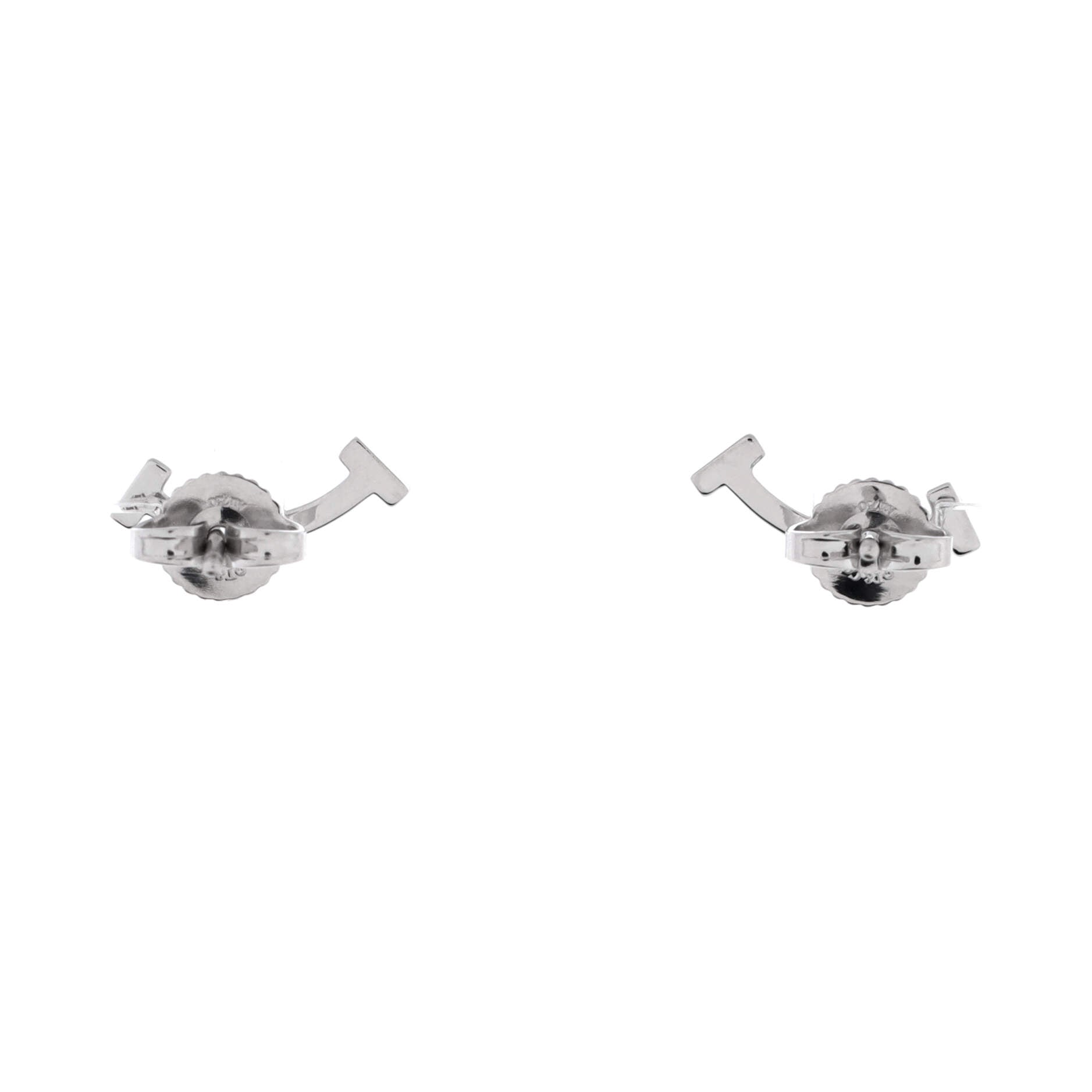T Smile Stud Earrings 18K White Gold