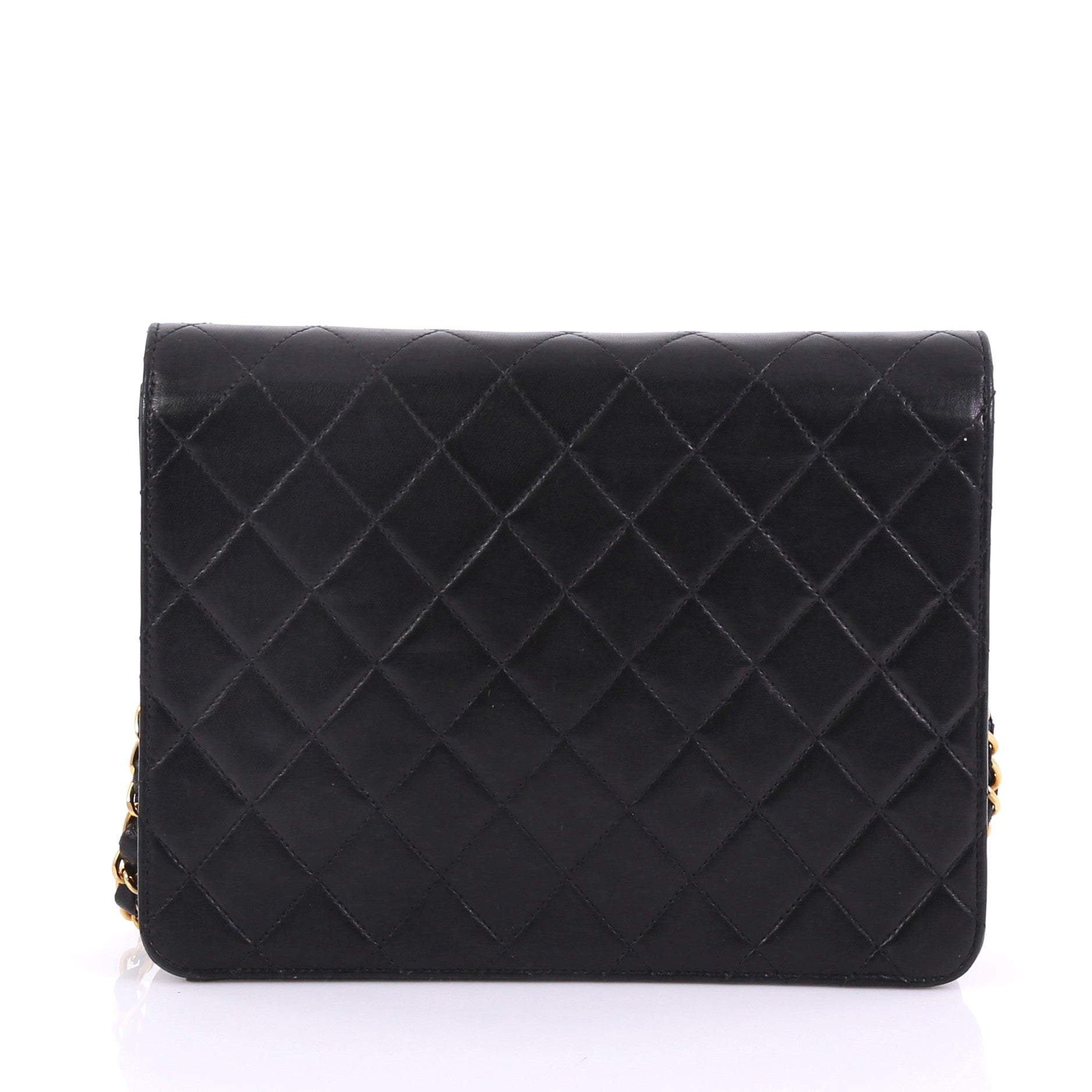 Vintage Clutch with Chain Quilted Leather Small