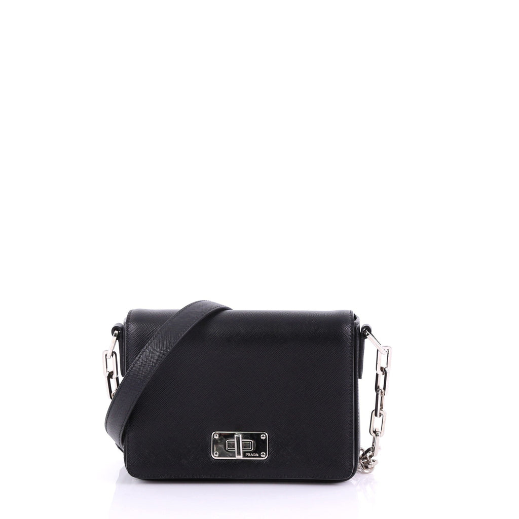 Turnlock Flap Chain Bag Saffiano Leather Mini