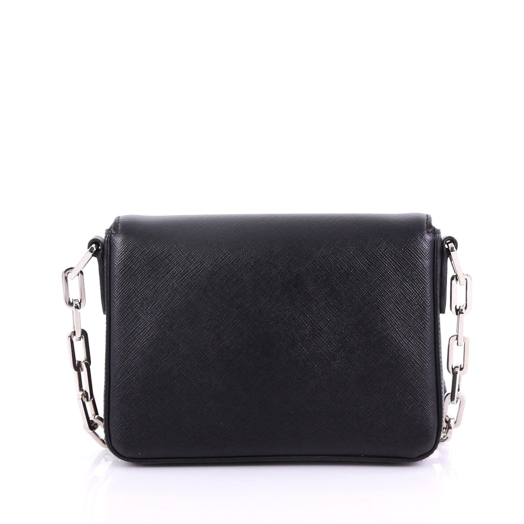 Turnlock Flap Chain Bag Saffiano Leather Mini