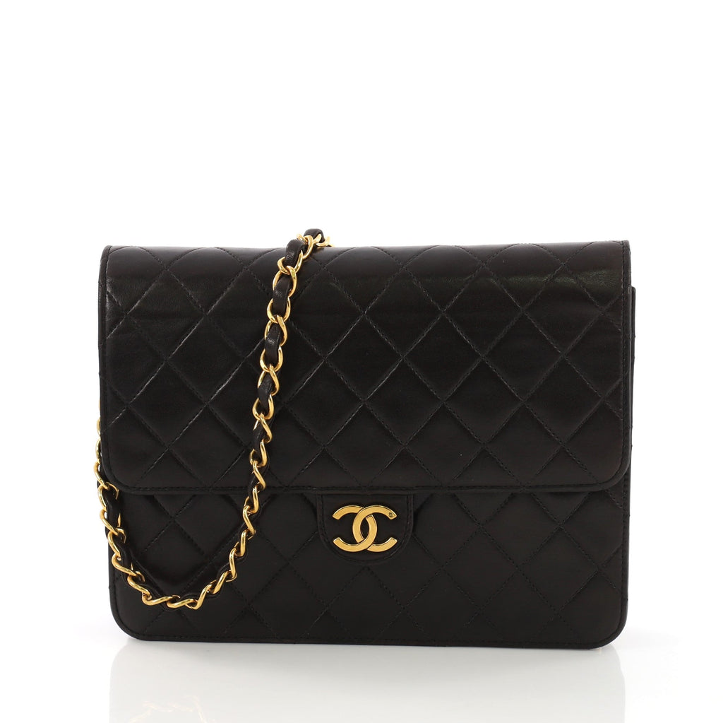 Vintage Clutch with Chain Quilted Leather Small