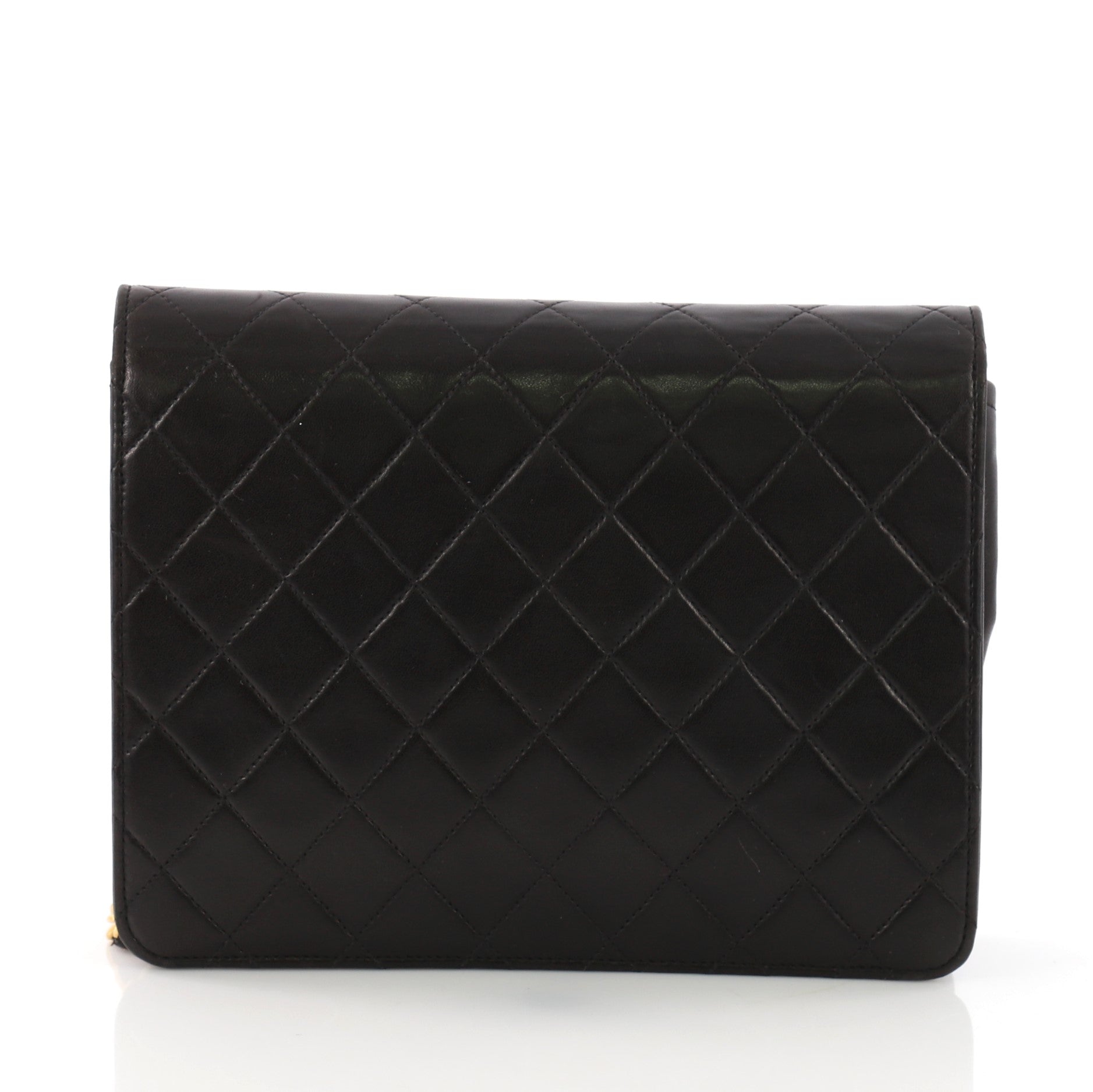 Vintage Clutch with Chain Quilted Leather Small