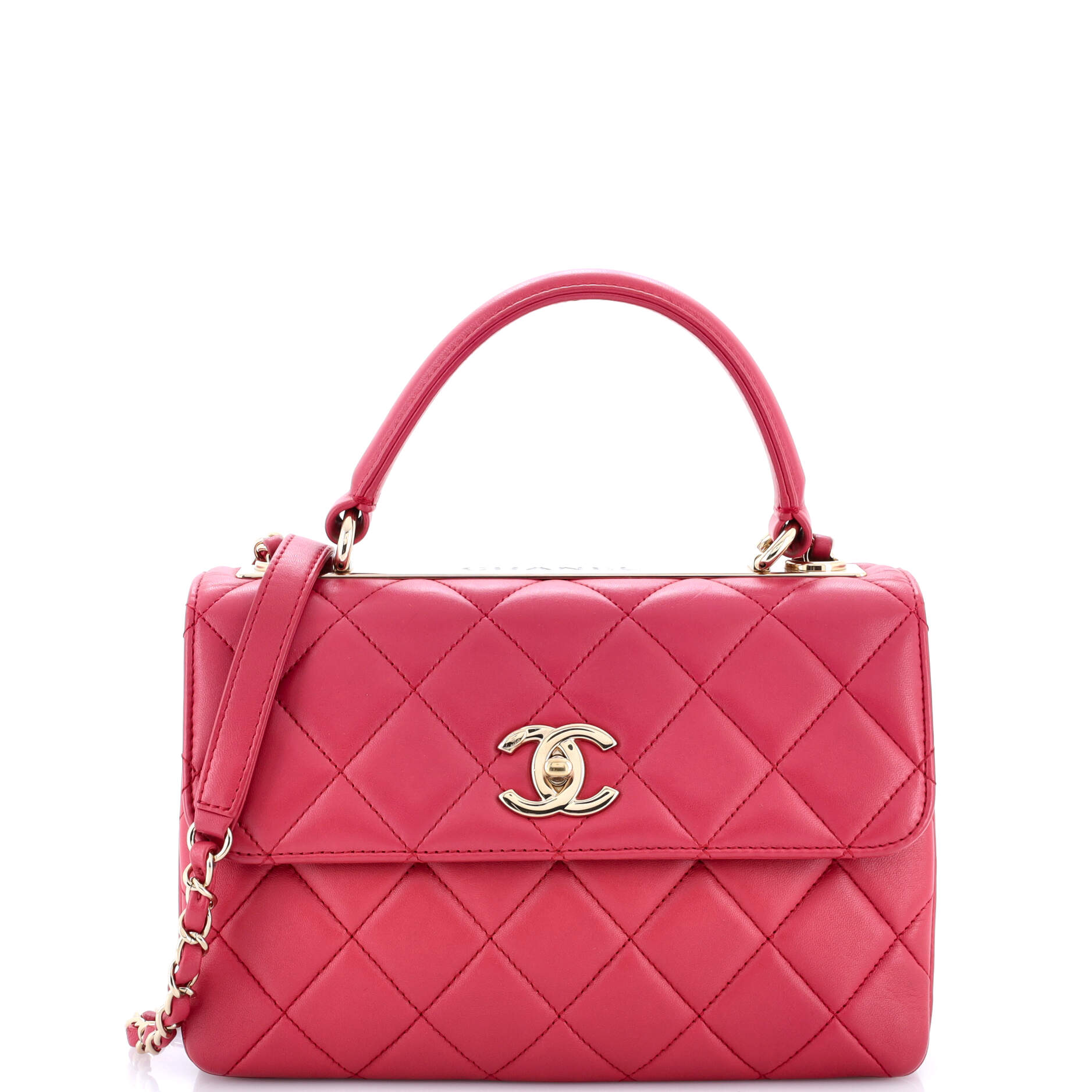 Trendy CC Top Handle Bag Quilted Lambskin Small