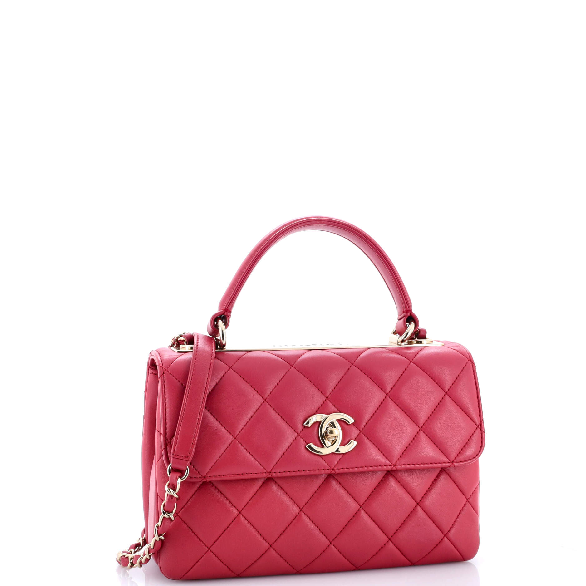 Trendy CC Top Handle Bag Quilted Lambskin Small