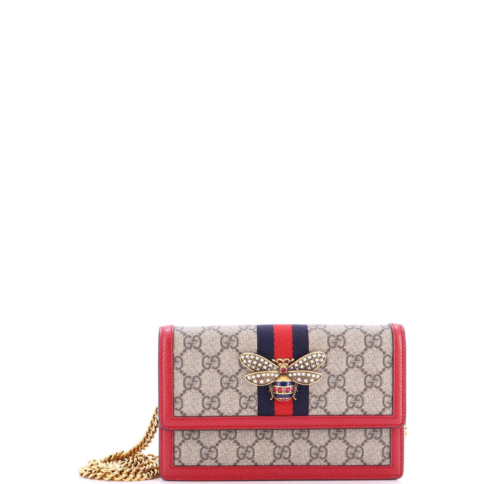 Queen Margaret Chain Wallet GG Coated Canvas Mini