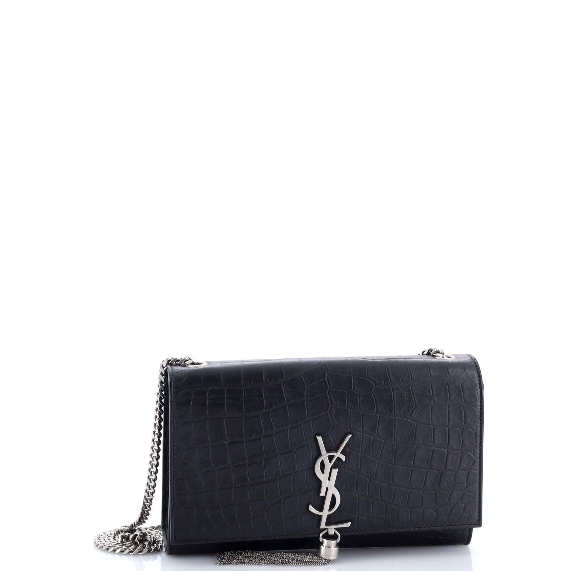 Classic Monogram Tassel Crossbody Bag Crocodile Embossed Leather Medium