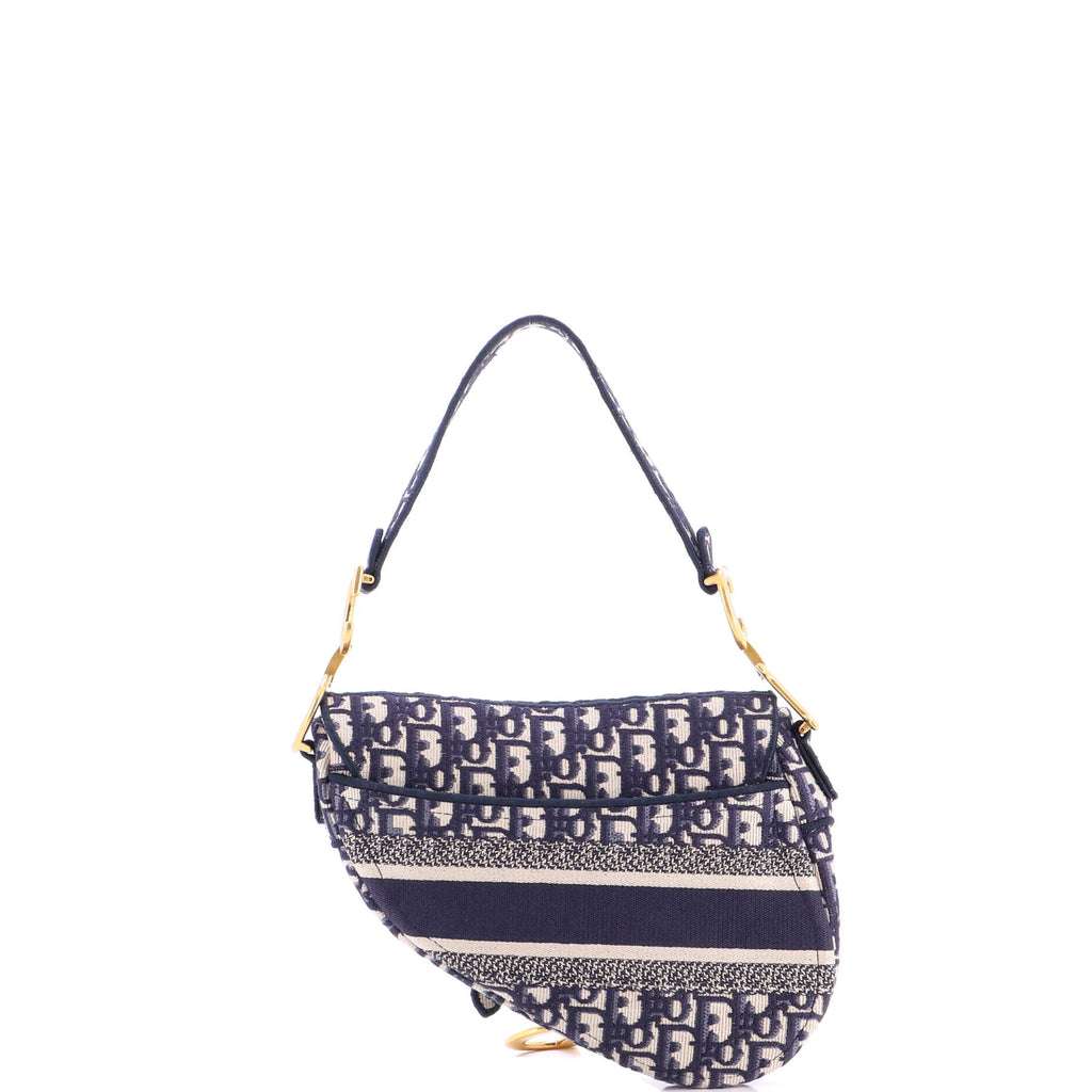 Saddle Handbag Logo Embroidered Oblique Canvas Medium