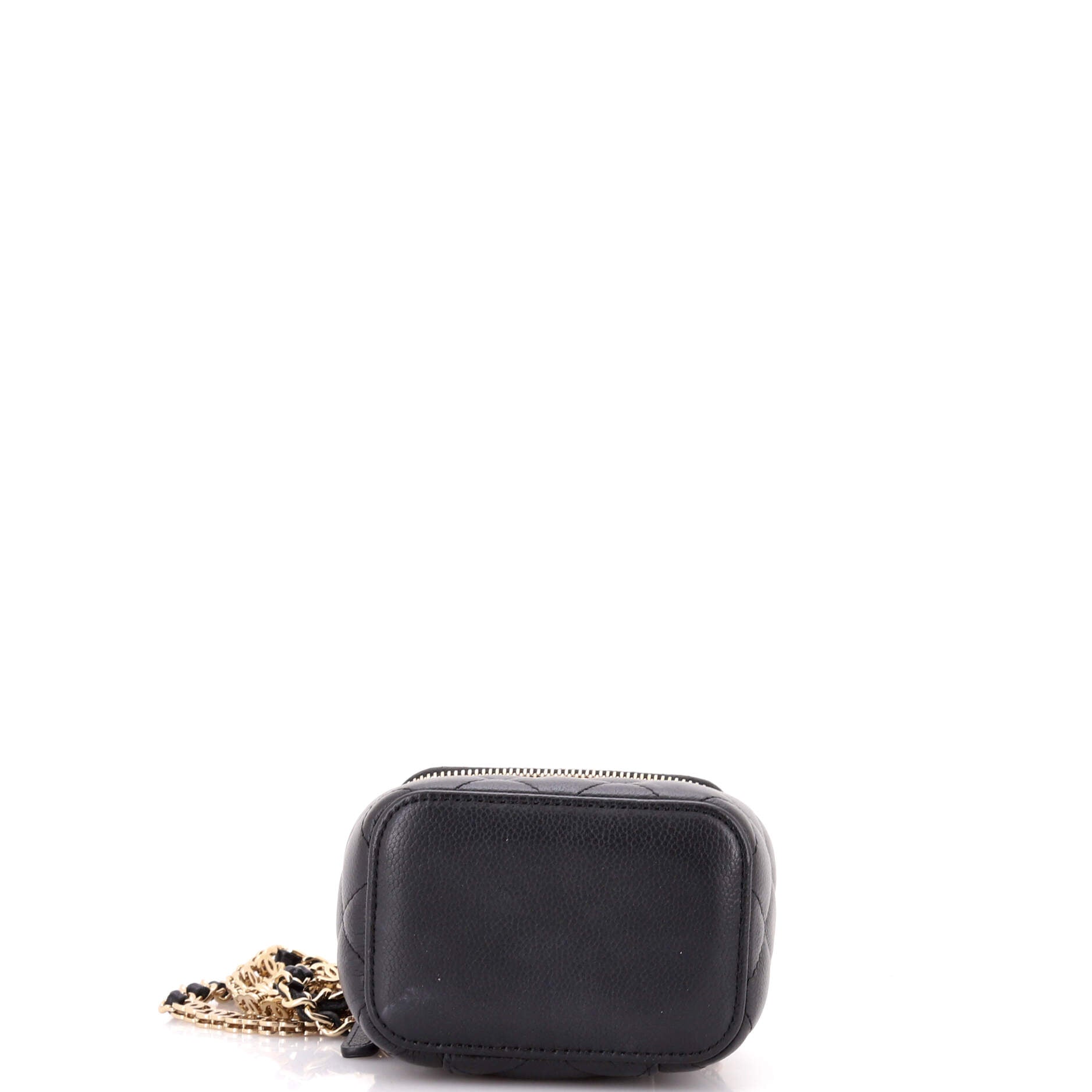 Tiny CC Link Vanity Case with Chain Quilted Caviar Mini