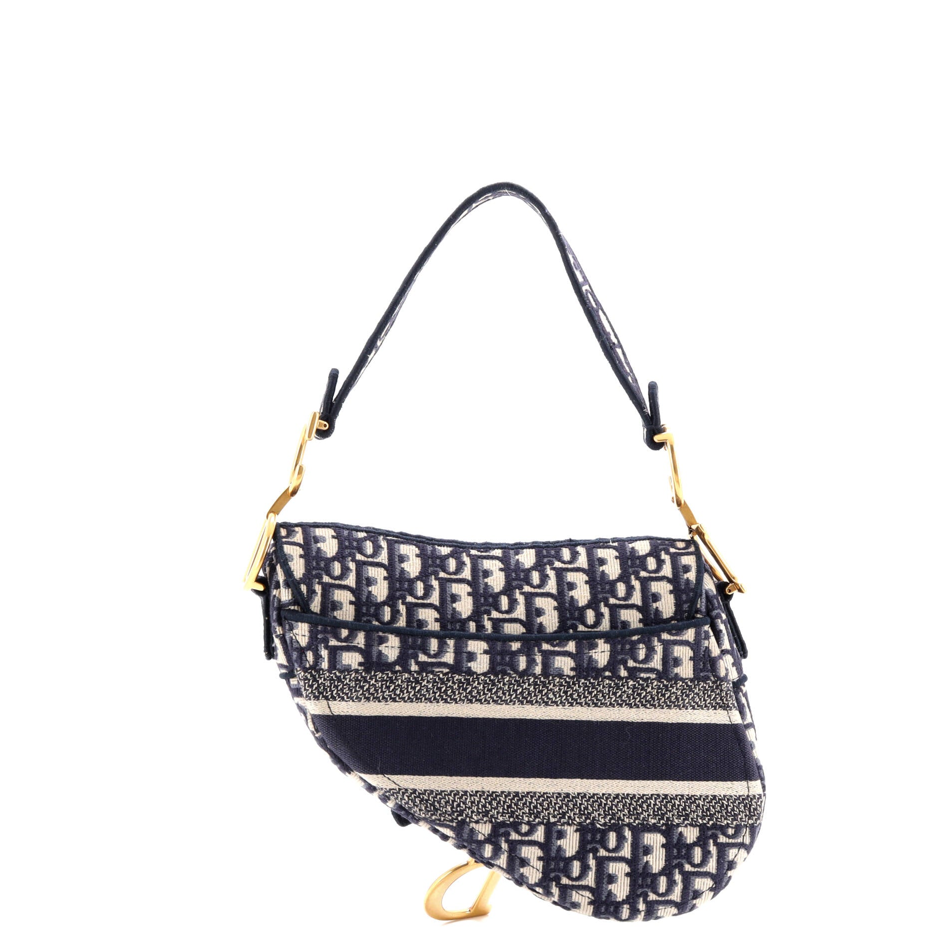 Saddle Handbag Logo Embroidered Oblique Canvas Medium
