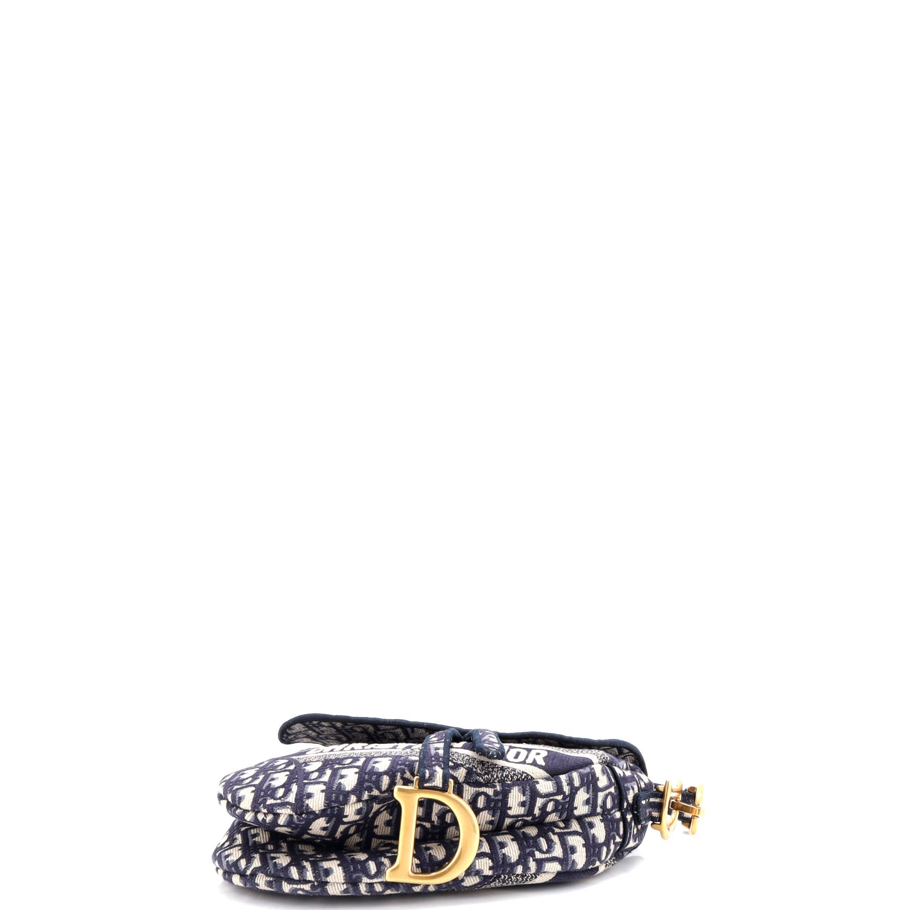 Saddle Handbag Logo Embroidered Oblique Canvas Medium