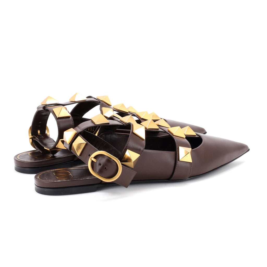 Women's Roman Stud Flat Mules Leather