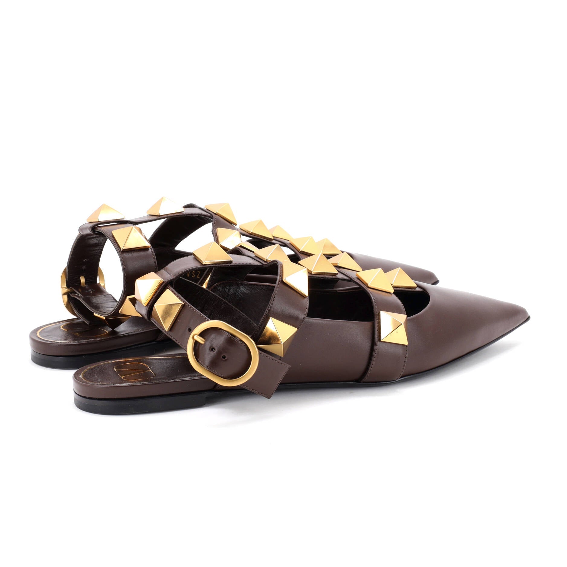 Women's Roman Stud Flat Mules Leather