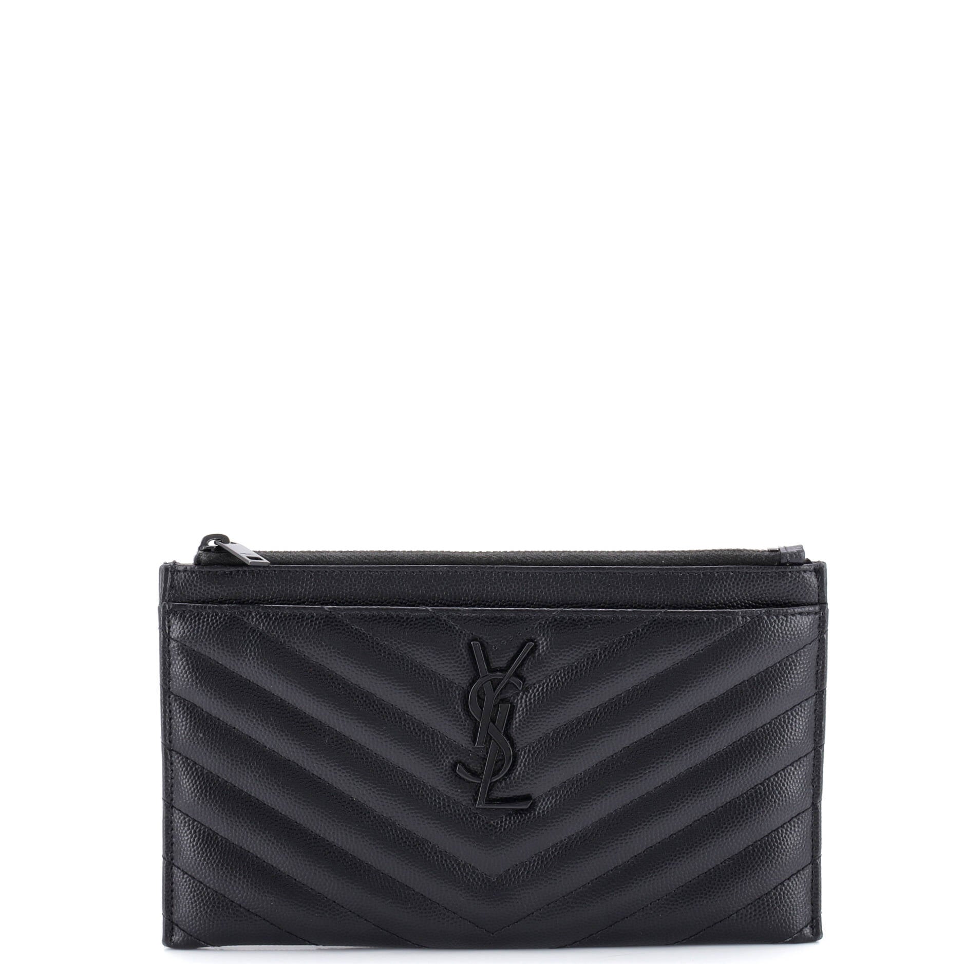 Classic Monogram Zip Bill Pouch Matelasse Chevron Leather Medium