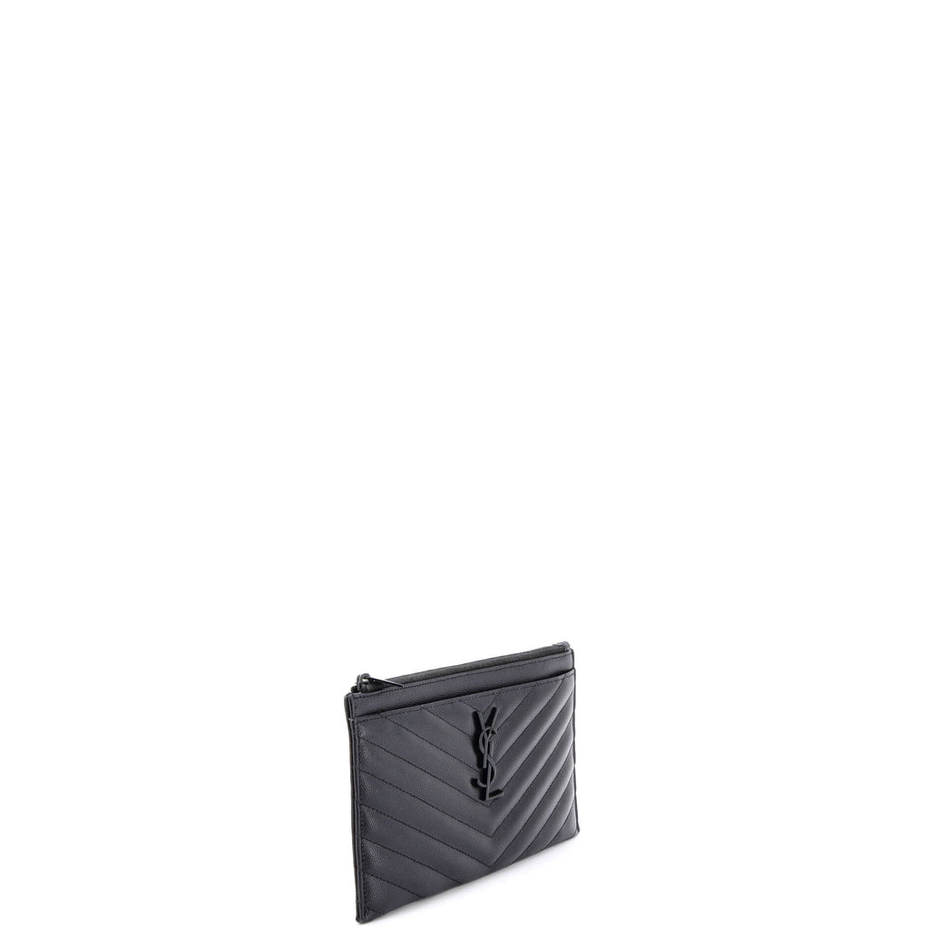 Classic Monogram Zip Bill Pouch Matelasse Chevron Leather Medium