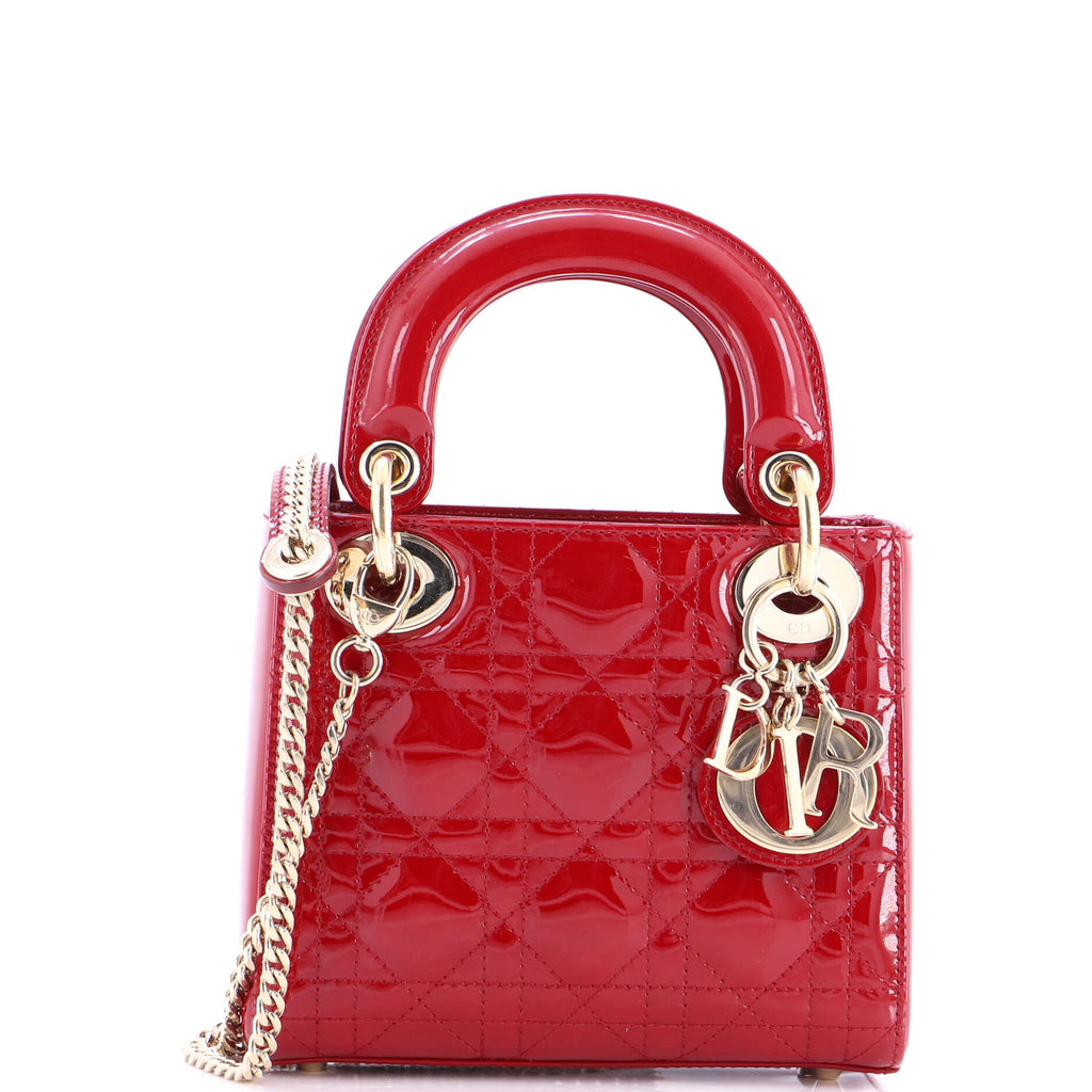 Lady Dior Chain Bag Cannage Quilt Patent Mini