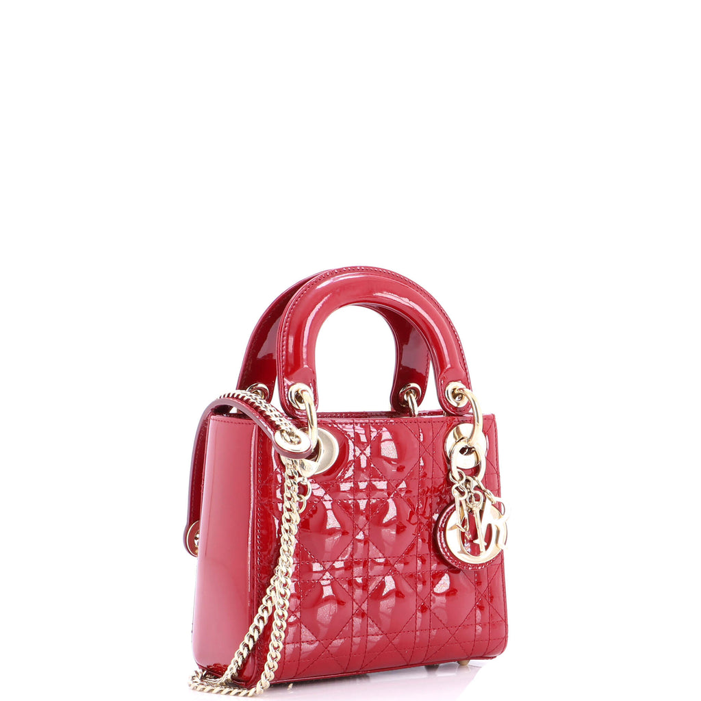 Lady Dior Chain Bag Cannage Quilt Patent Mini