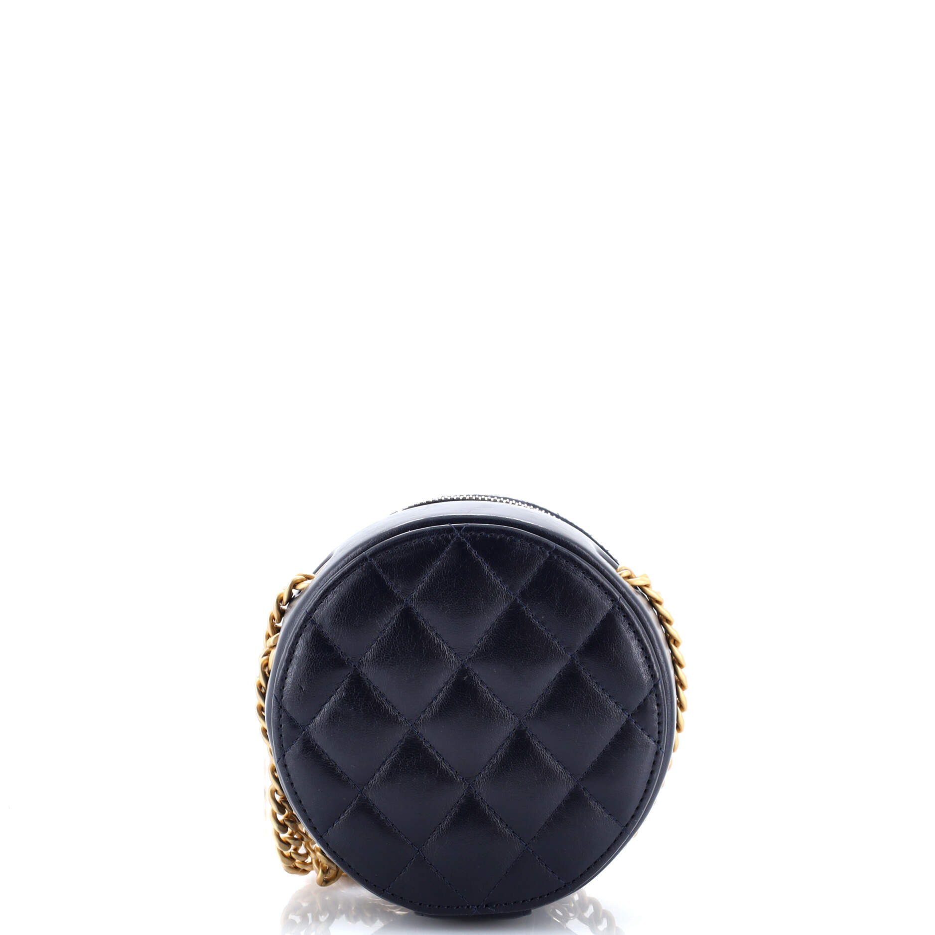 All Slide Long Round Clutch with Chain Quilted Lambskin