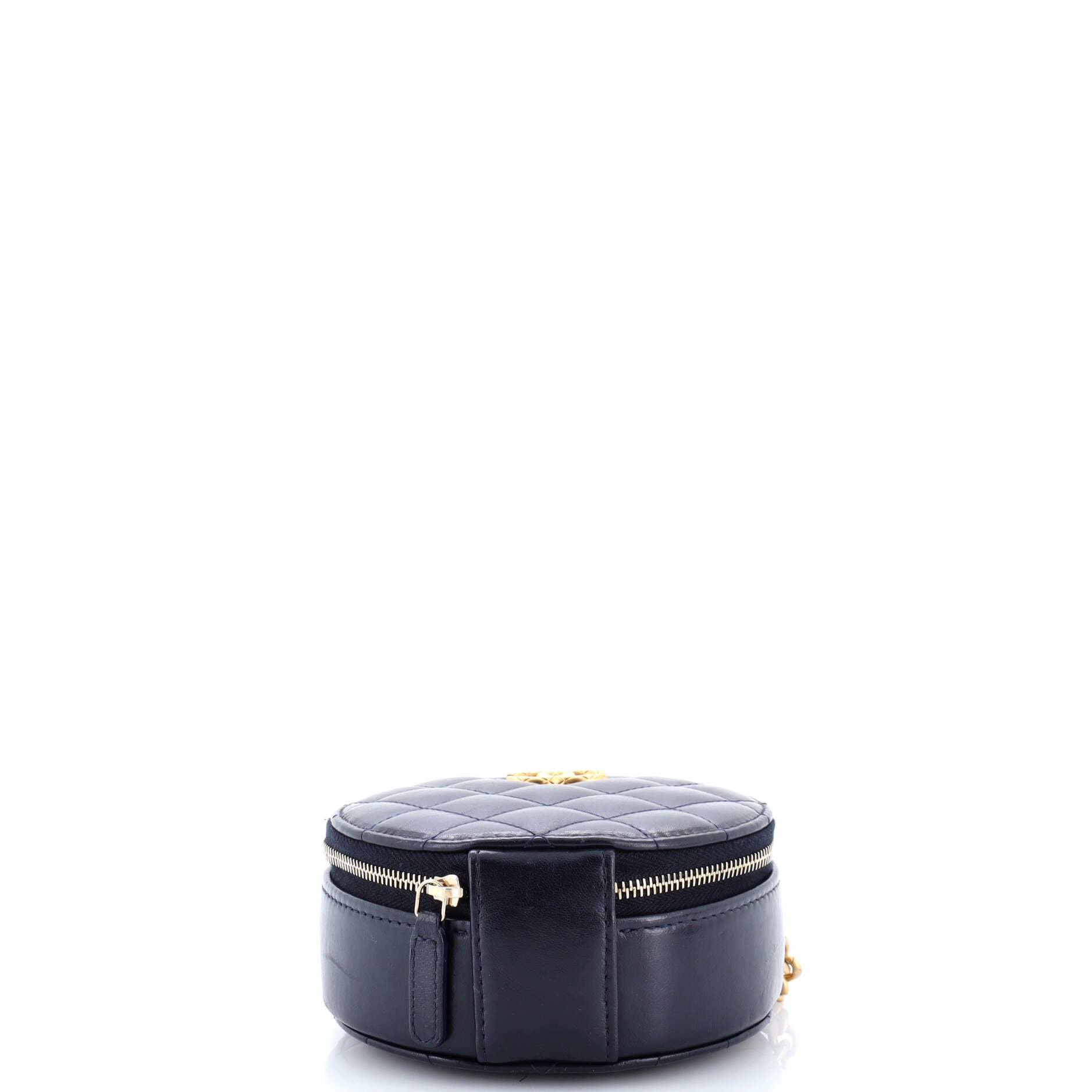 All Slide Long Round Clutch with Chain Quilted Lambskin