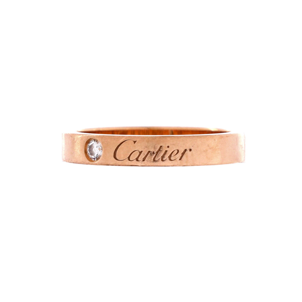 C de Cartier Wedding Band Ring 18K Rose Gold with Diamond