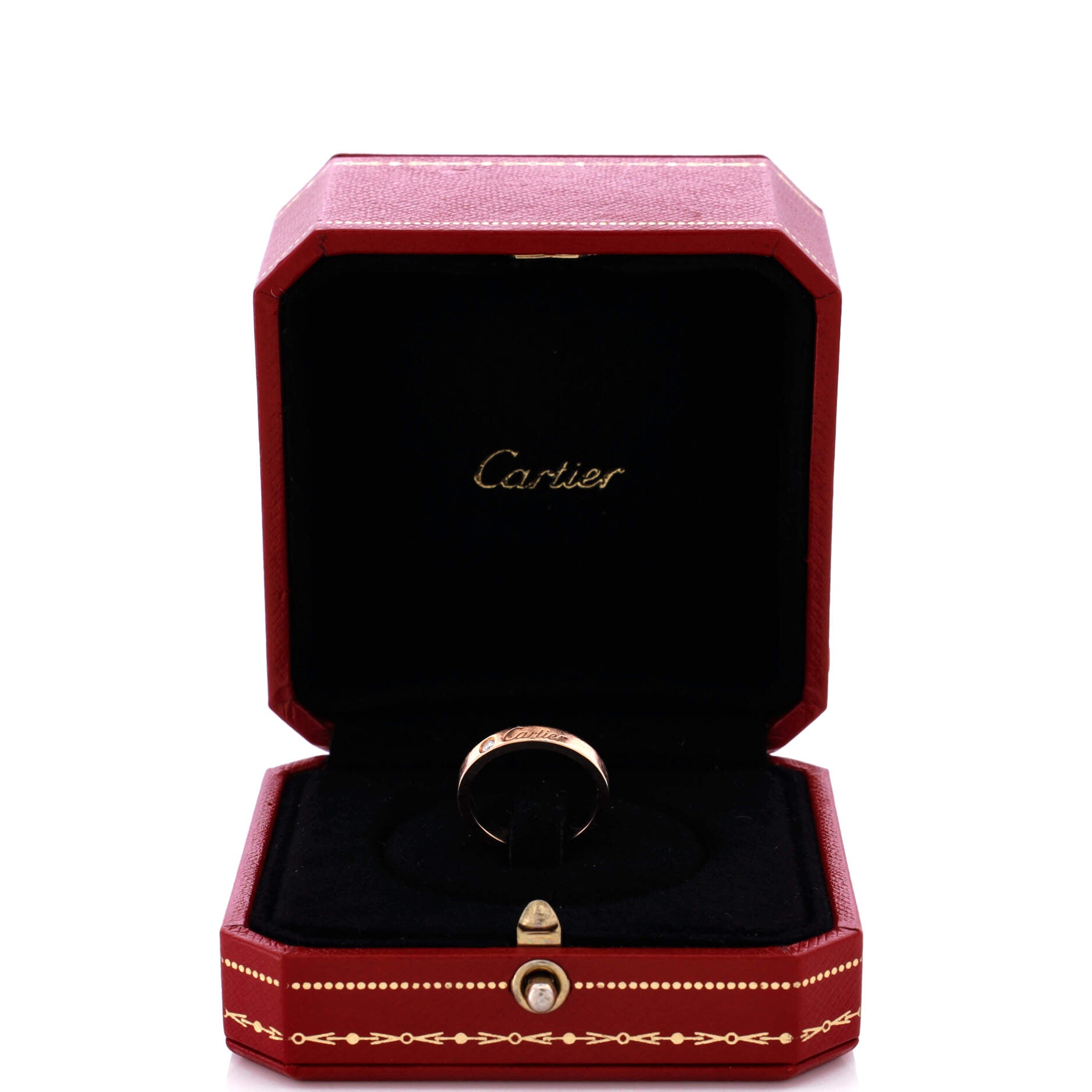 C de Cartier Wedding Band Ring 18K Rose Gold with Diamond