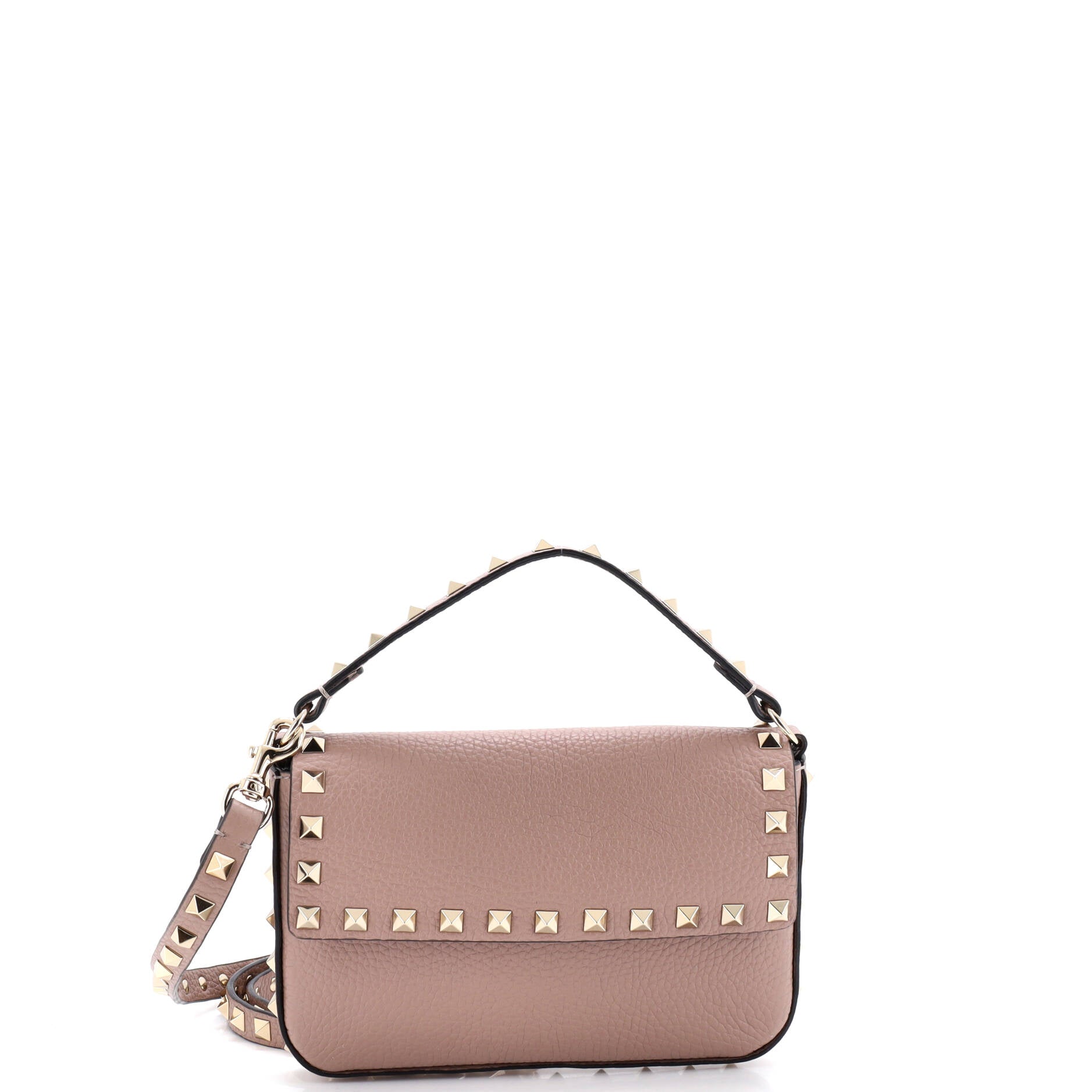 Rockstud Top Handle Crossbody Pouch Leather Mini