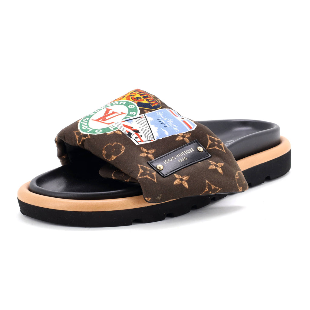 Women's Pool Pillow Comfort Mule Sandals Limited Edition World Tour Monogram Nylon