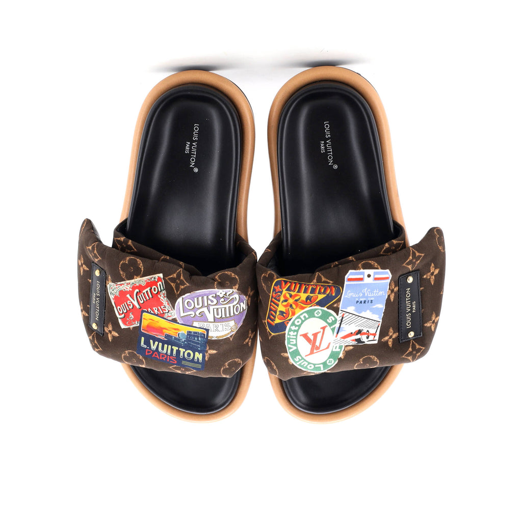 Women's Pool Pillow Comfort Mule Sandals Limited Edition World Tour Monogram Nylon