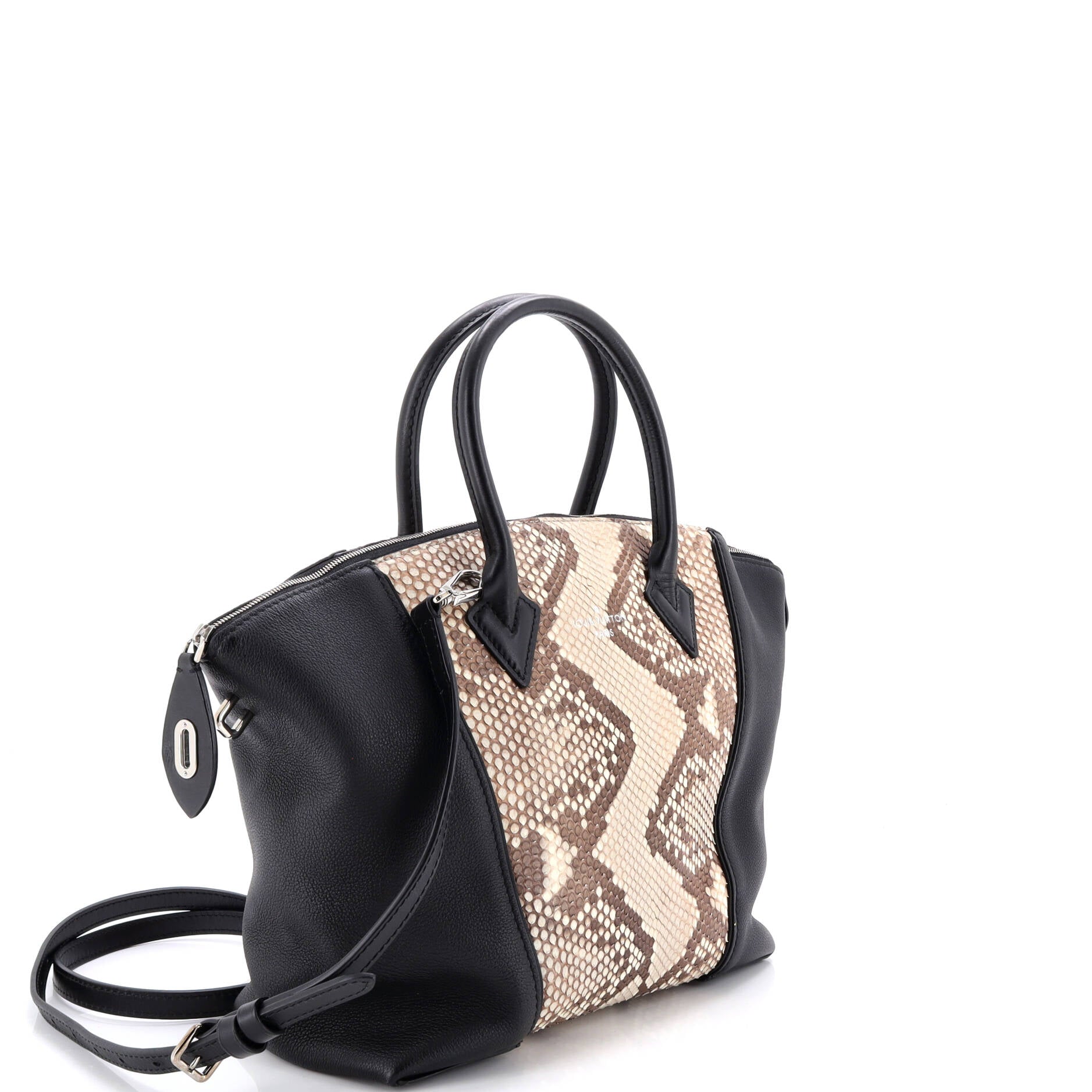 Soft Lockit Handbag Leather and Python PM