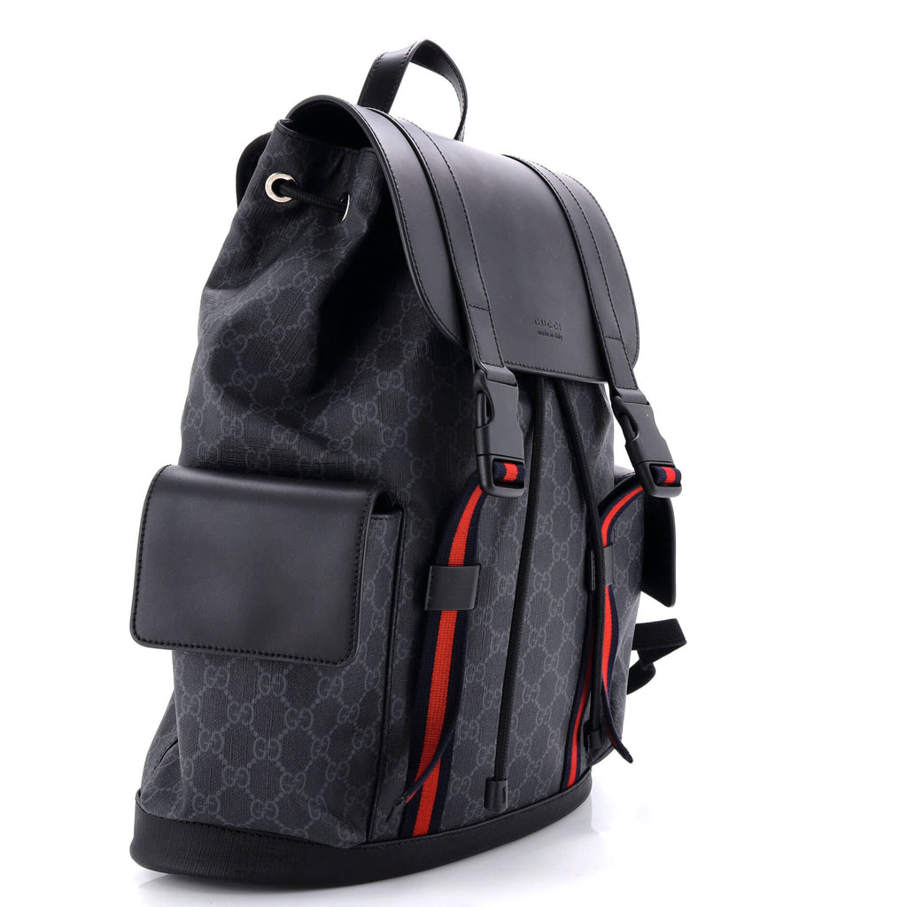 Double Pocket Buckle Backpack GG Coated Canvas Large