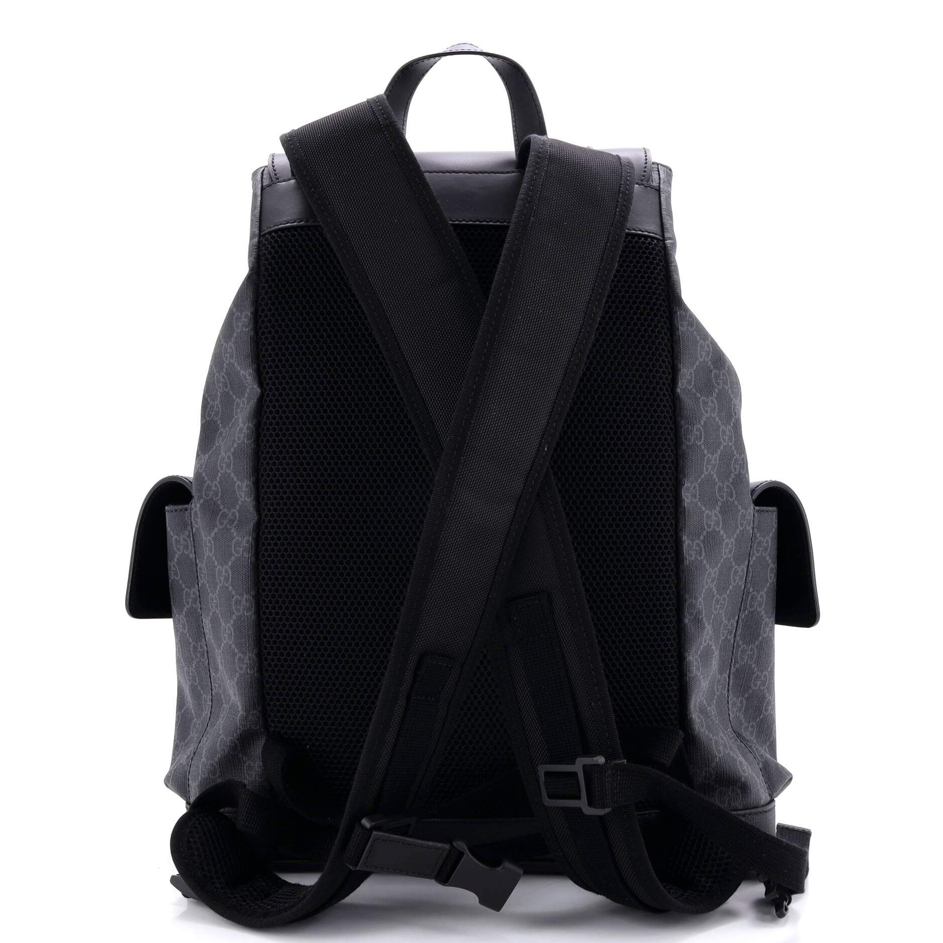 Double Pocket Buckle Backpack GG Coated Canvas Large
