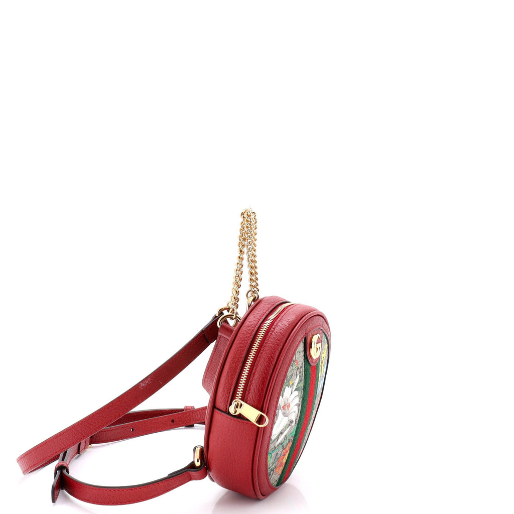 Ophidia Round Backpack Flora GG Coated Canvas Mini