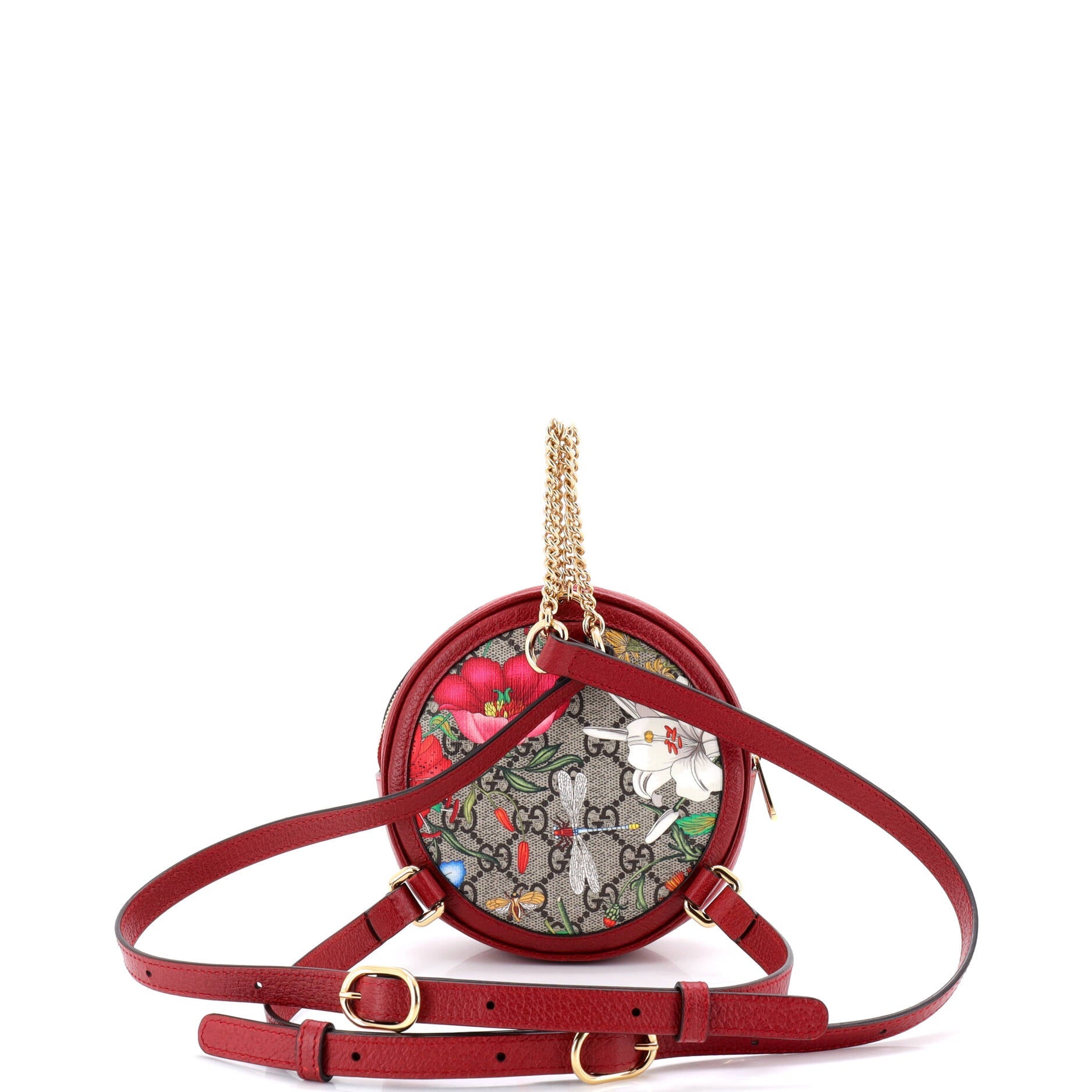 Ophidia Round Backpack Flora GG Coated Canvas Mini