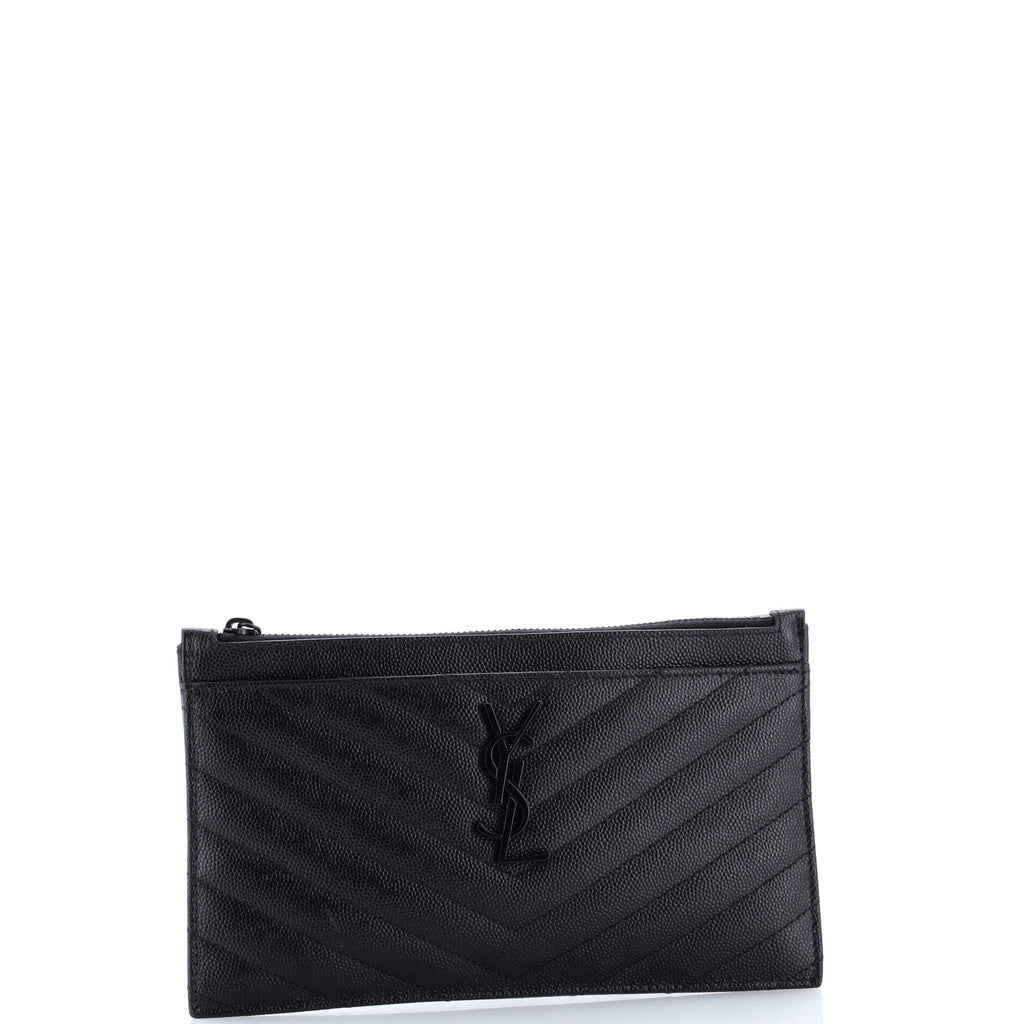 Classic Monogram Zip Bill Pouch Matelasse Chevron Leather Medium