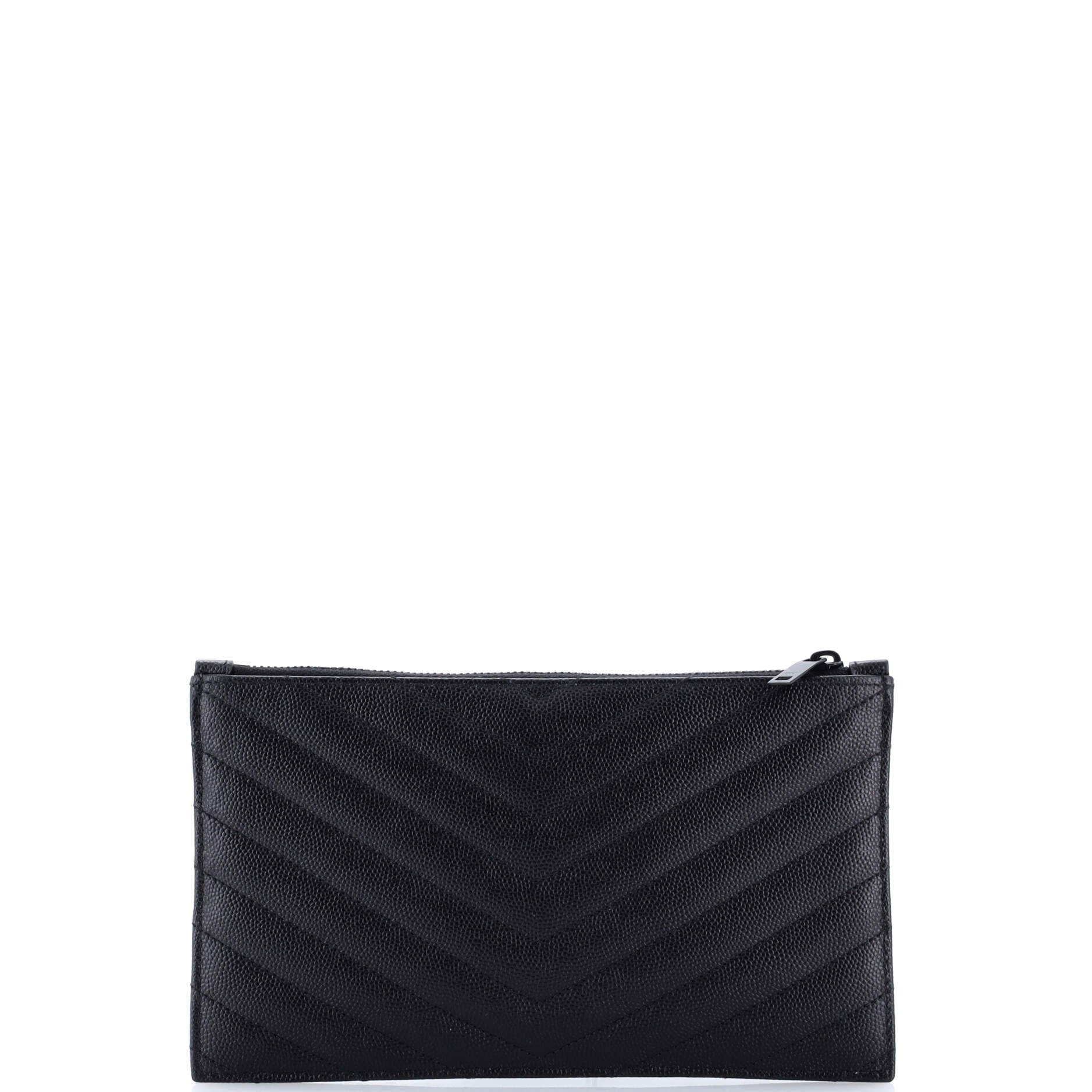 Classic Monogram Zip Bill Pouch Matelasse Chevron Leather Medium