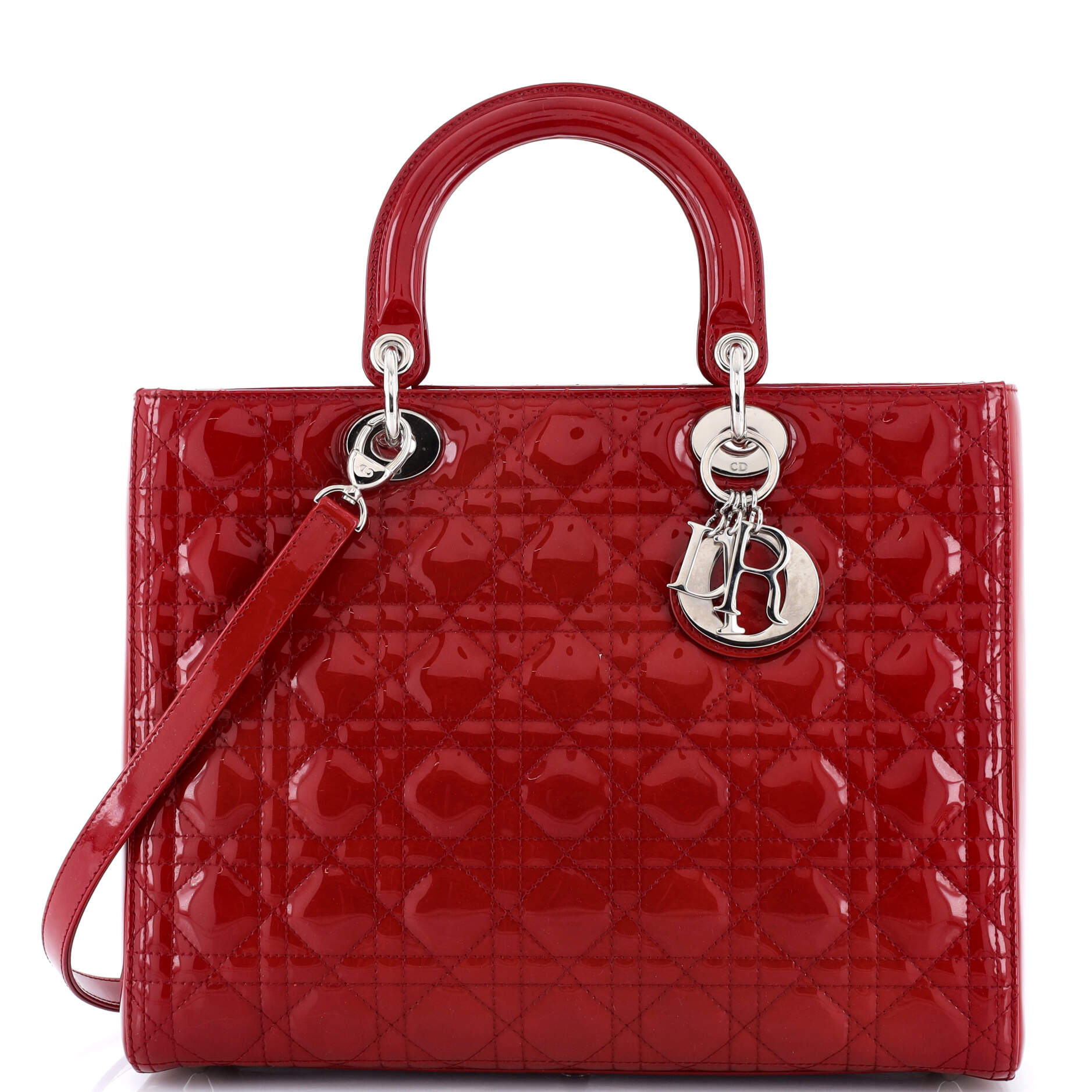 Lady Dior Bag Cannage Quilt Patent Large