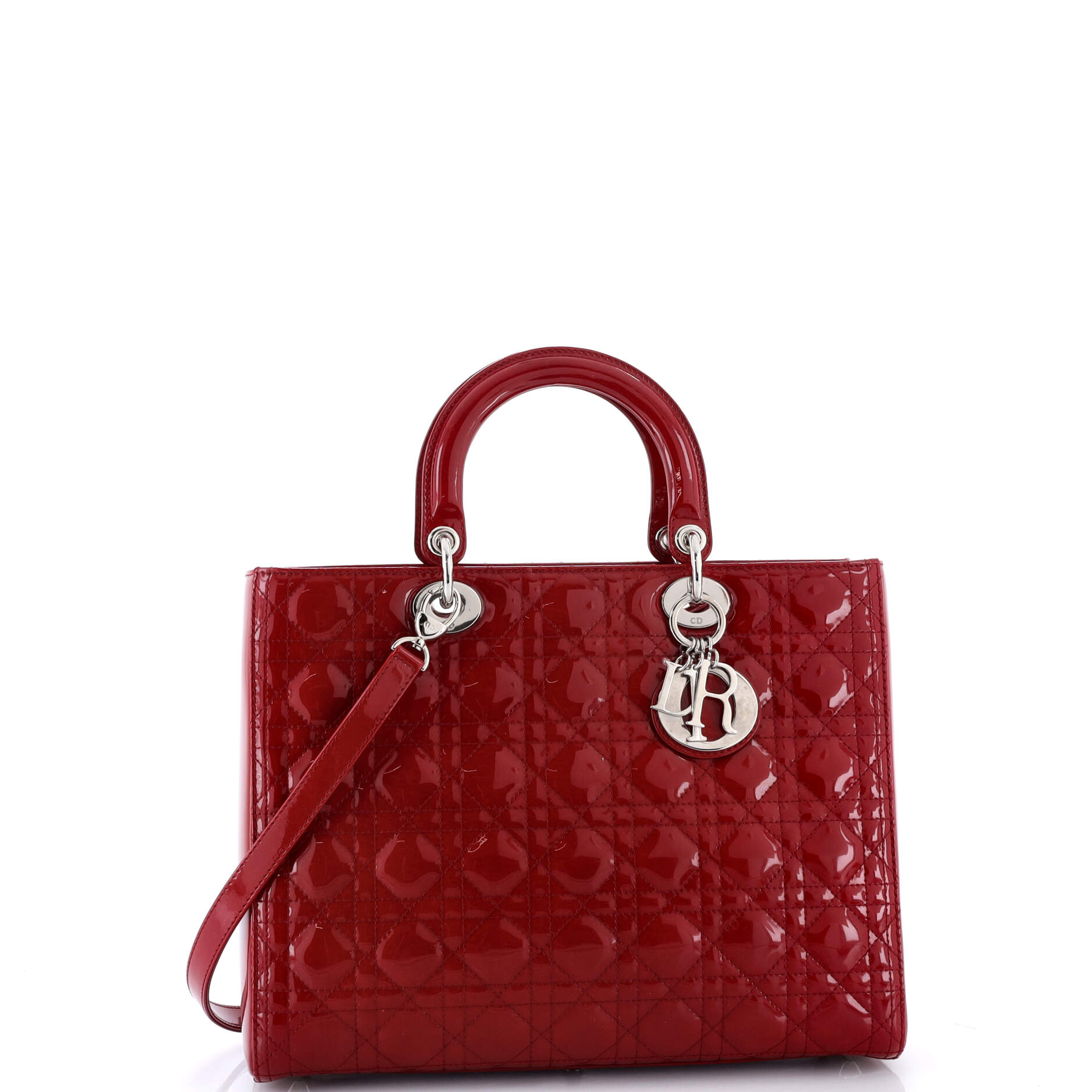 Lady Dior Bag Cannage Quilt Patent Large